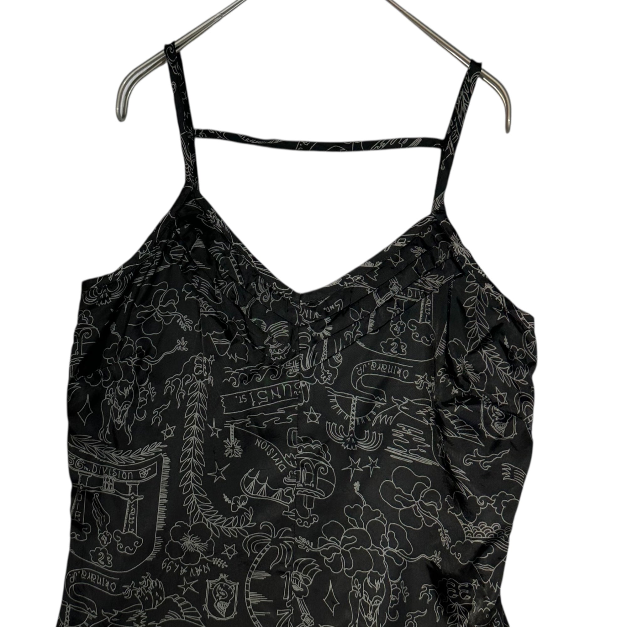 DIESEL(ディーゼル) 00's All-over Rayon Camisole Top 00年代 総柄 レーヨン キャミソール トップ 00A17500BFA S ブラック×ホワイト