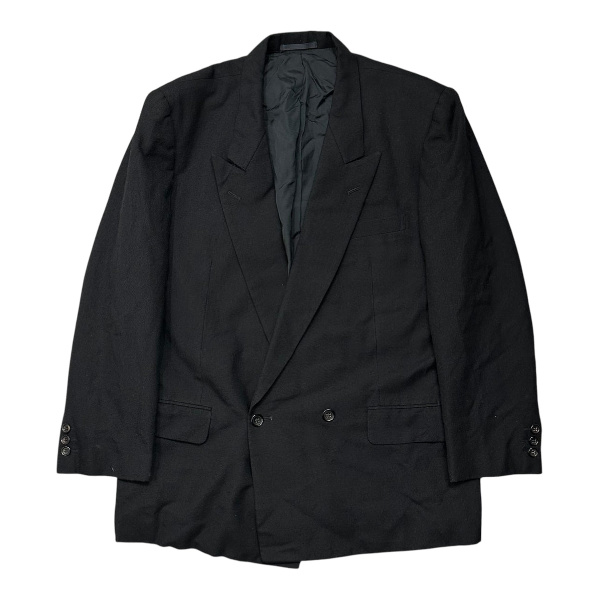 COMME des GARCONS HOMME(コムデギャルソンオム) 1980's Vintage Double-Breasted Wool Jacket ヴィンテージ ダブルブレスト ウール  ジャケット HS-05004M M ブラック AD表記無 80年代 アーカイブ 川久保玲本人期