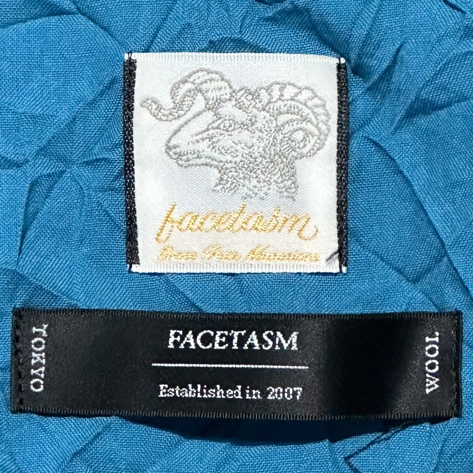 FACETASM(ファセッタズム) Wrinkle-Processed Long Shirt & Wide Cropped Pants Set シワ加工 ロング シャツ & ワイド クロップド パンツ セットアップ TOP：MRC-SH-M10 BOTTOM：MRC-PT-M12 3(S) ブルー セットアップ