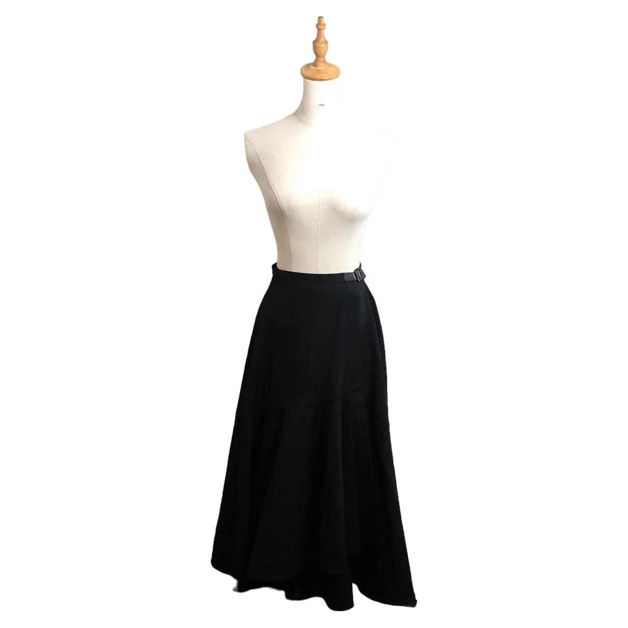 tricot COMME des GARCONS(トリココムデギャルソン) 00AW Leather belt wool flare long skirt レザーベルト ウール フレア ロングスカート TS-07054M M ブラック AD2000