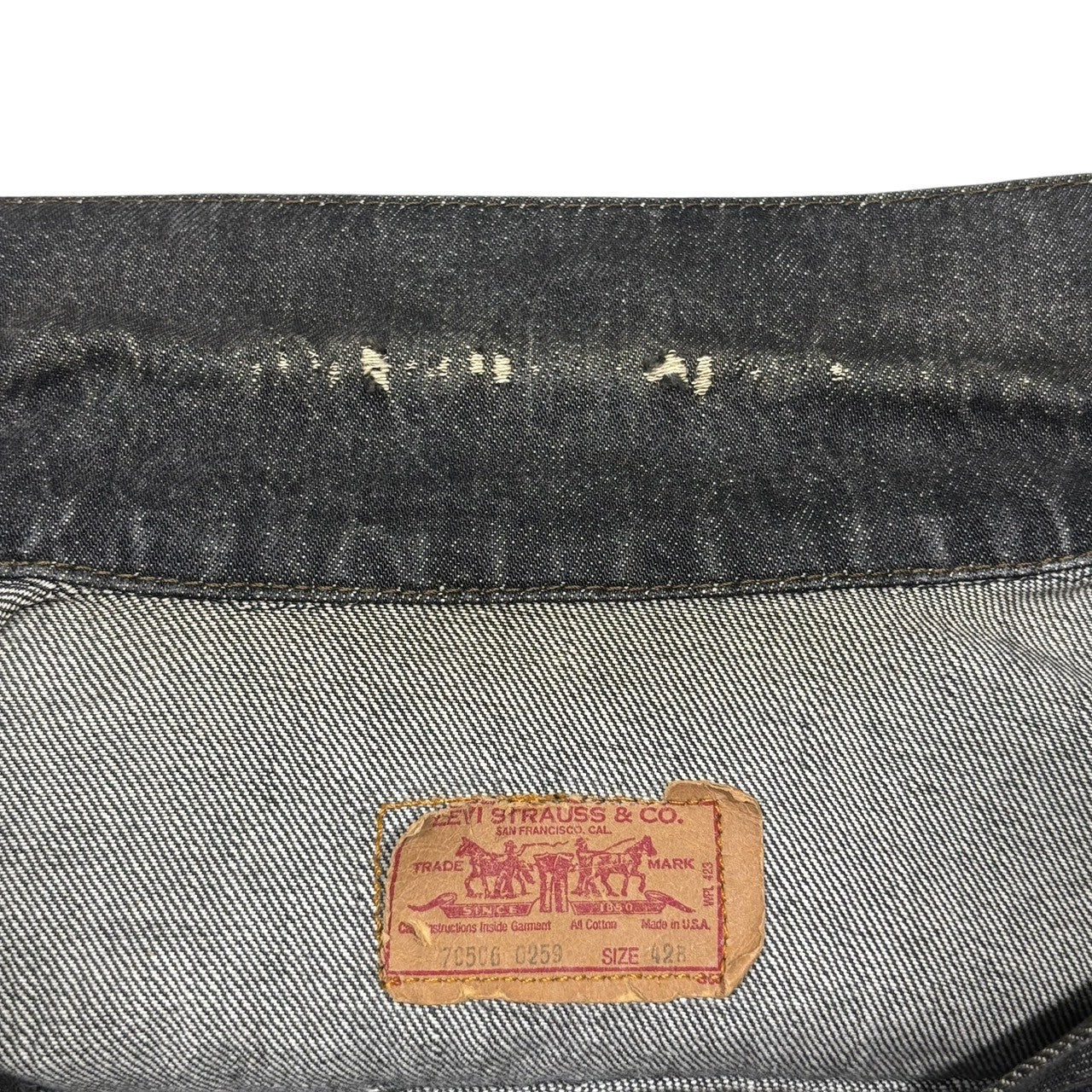 Levi's(リーバイス) 80's 70506 USA made Black Tracker Denim Jacket先染め ブラック トラッカー デニム ジャケット ワッペン 70506-0259 42R ブラック USA製 80年代 ヴィンテージ ボタン裏755