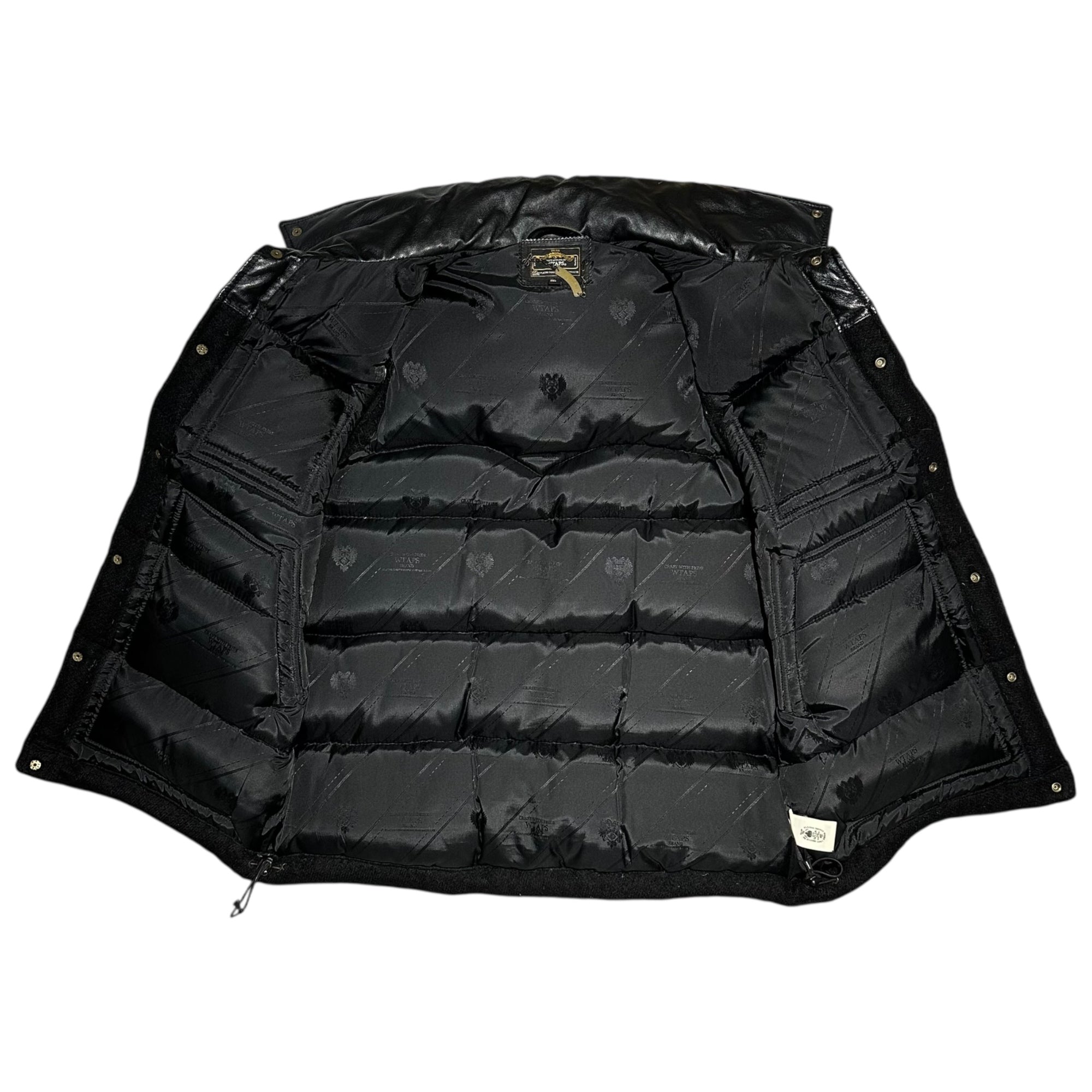 WTAPS(ダブルタップス) 08AW RED DAWN BROKE BACK VEST FIELD WOOLY レザー 切替 ウール ダウンベスト 2008/2ND GWDT-JK-M05 L ブラック