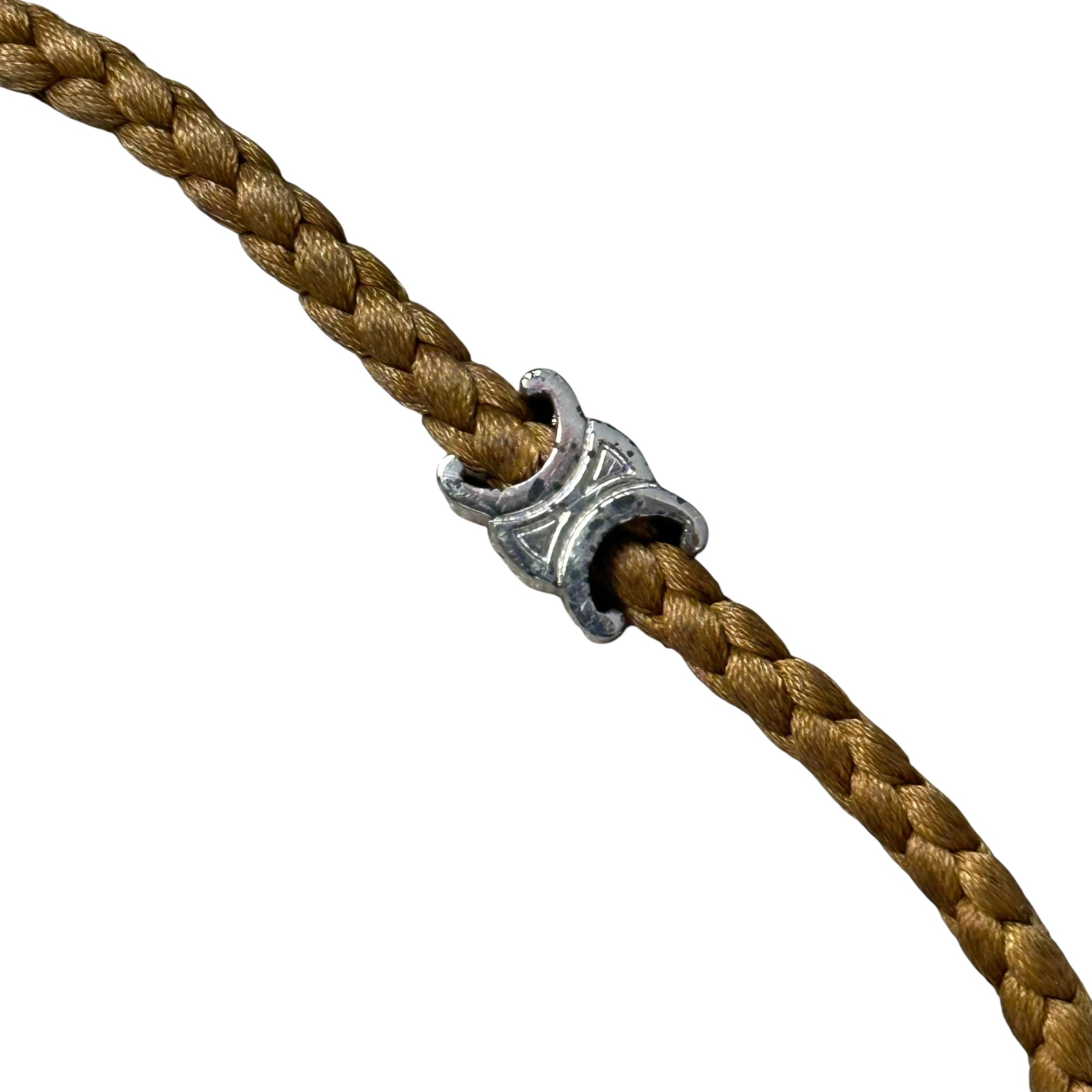 CELINE(セリーヌ) 2023SS TORIMPHE BEACH BRACELET トリオンフ ビーチ ブレスレット 4672362 ブラウン×シルバー シルク