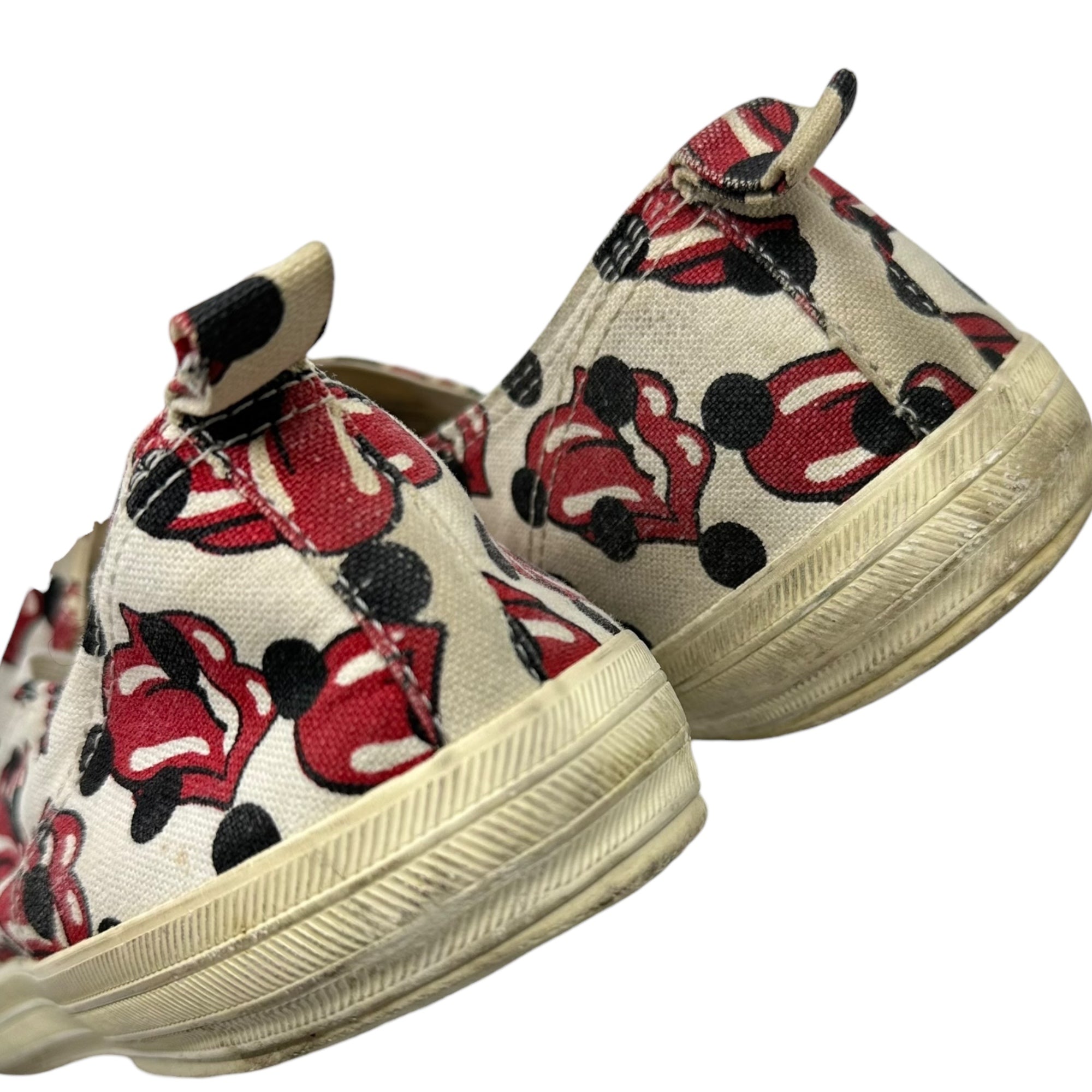 COMME des GARCONS HOMME PLUS(コムデギャルソンオムプリュス) 06SS Rolling Stones Lips & Tongue Print Slip-Ons ローリング ストーンズ リップ＆タン ドット プリント スリッポン JQ20A1 27.0cm アイボリー×レッド スニーカー コラボ