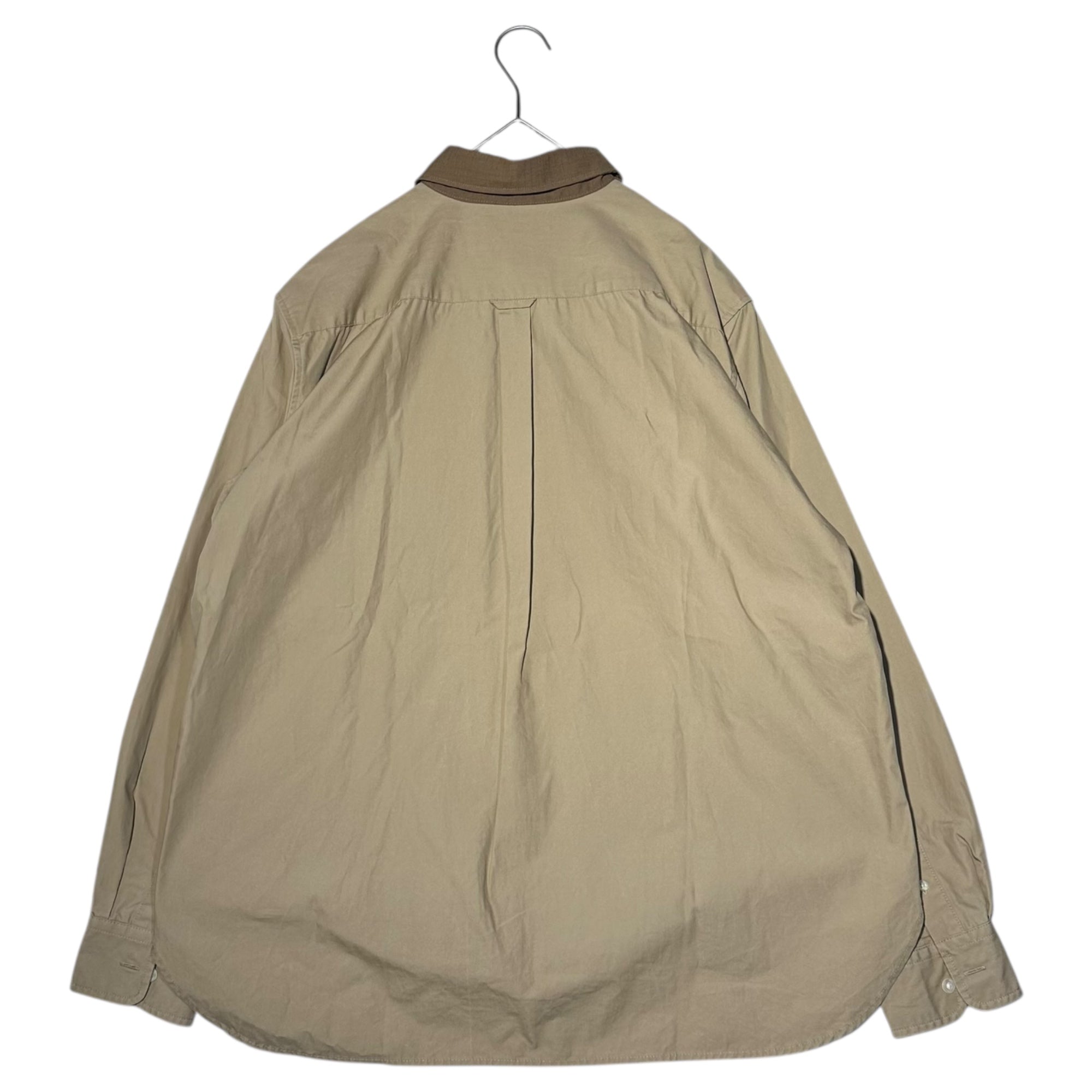 FRED PERRY(フレッドペリー) PANELLED SHIRT パネル 長袖 シャツ F4567 M ベージュ×ブラウン