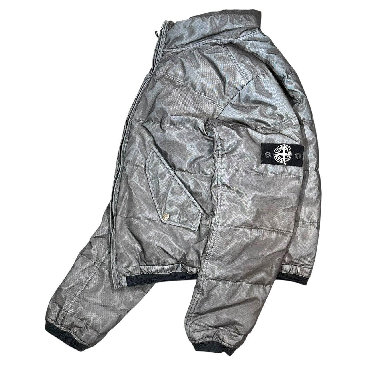STONE ISLAND(ストーンアイランド) 07AW Ghost Patch Reflective Bomber Down Jacket ゴーストパッチ リフレクティブ ボンバー ダウン ジャケット リフレクター 47154B38/542 M グレー アーカイブ 稀少品 GOOSEDOWN/グースダウン