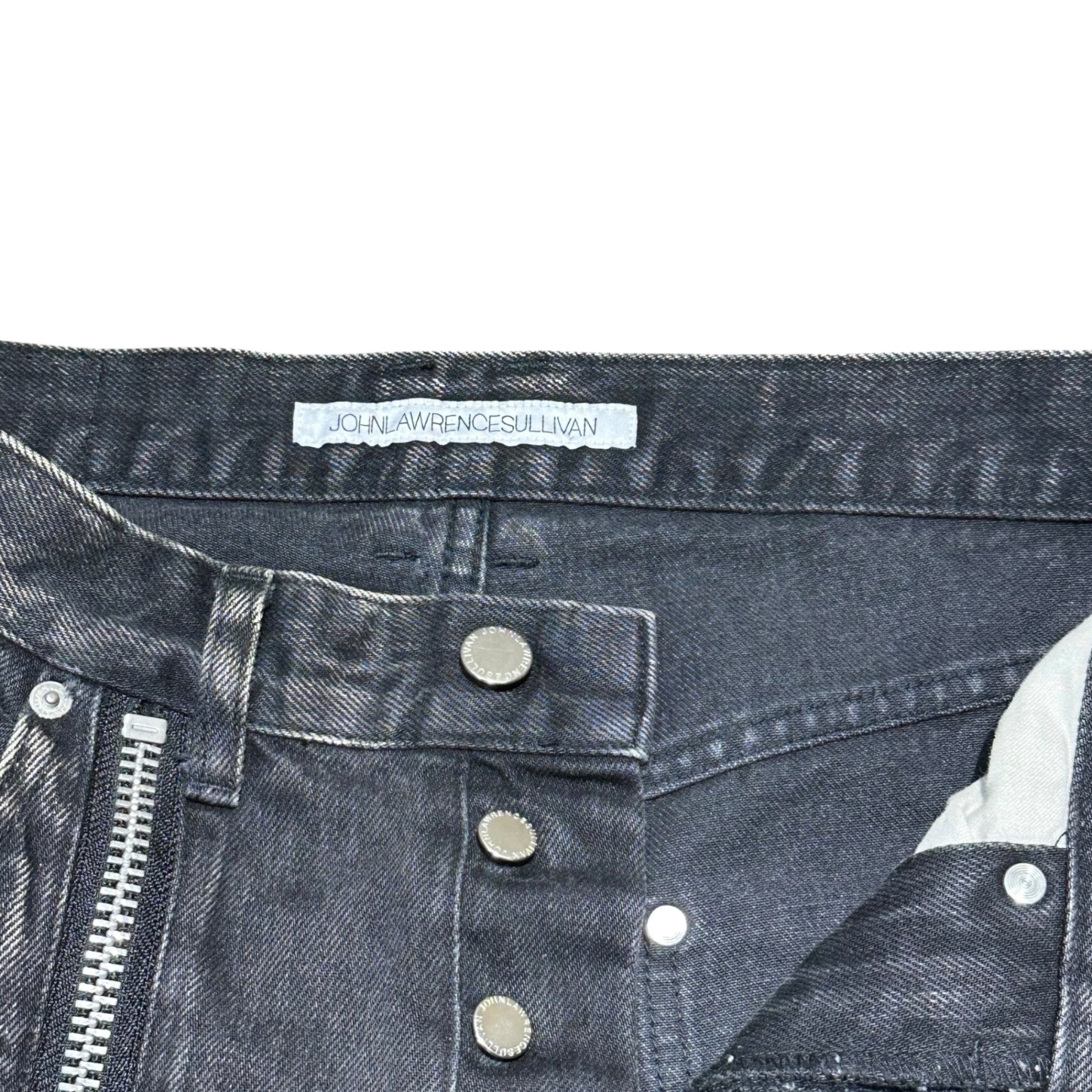 JOHN LAWRENCE SULLIVAN(ジョンローレンスサリバン) 20SS BLEACHED DENIM ZIPPED PANTS ブリーチド デニム ジッパード パンツ 2A008-0320-15 46 ブラック ジップ
