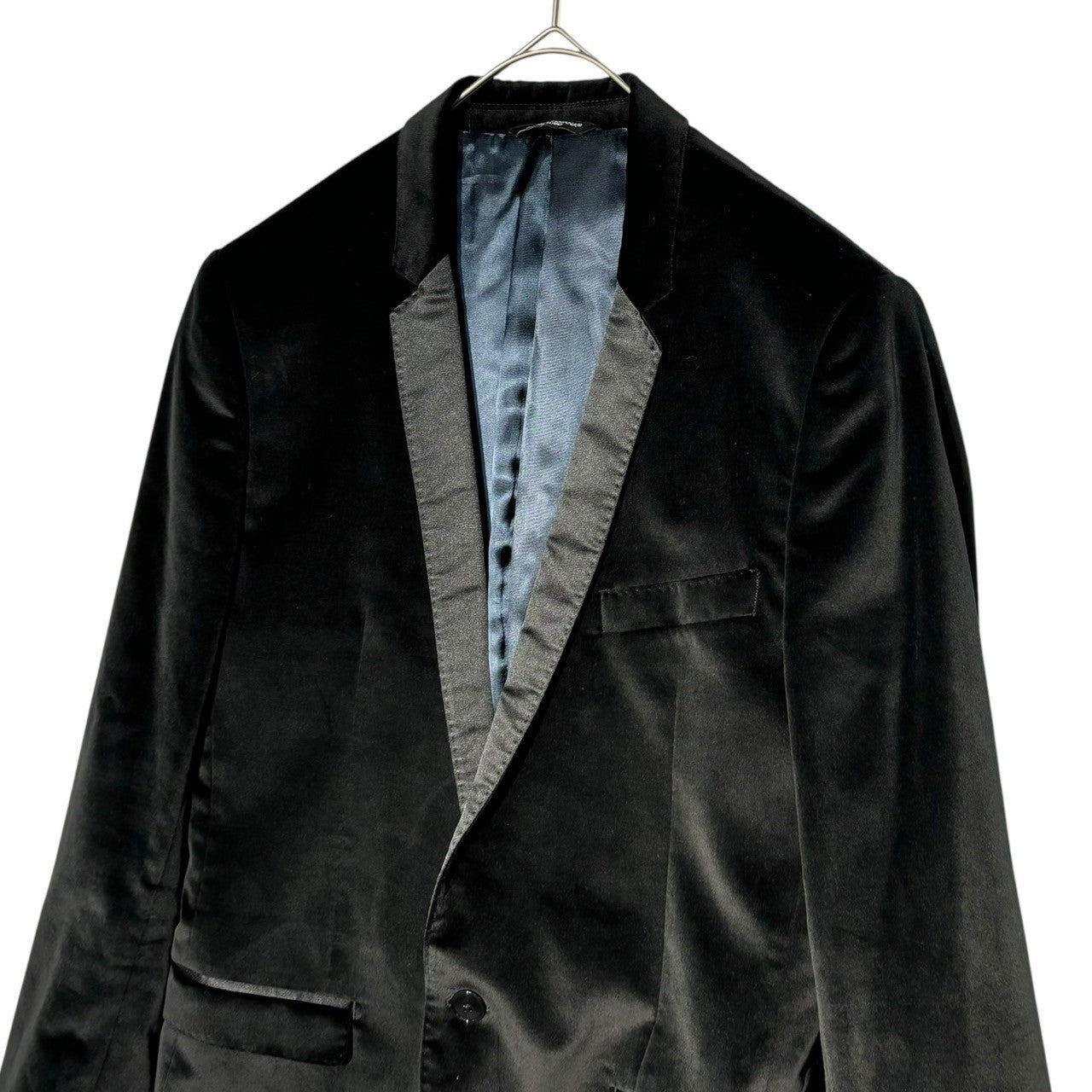 DOLCE&GABBANA(ドルチェ&ガッバーナドルガバ) velor tuxedo jacket ベロア タキシード ジャケット テーラード パーティー G2872T/FUVCF 48 ブラック