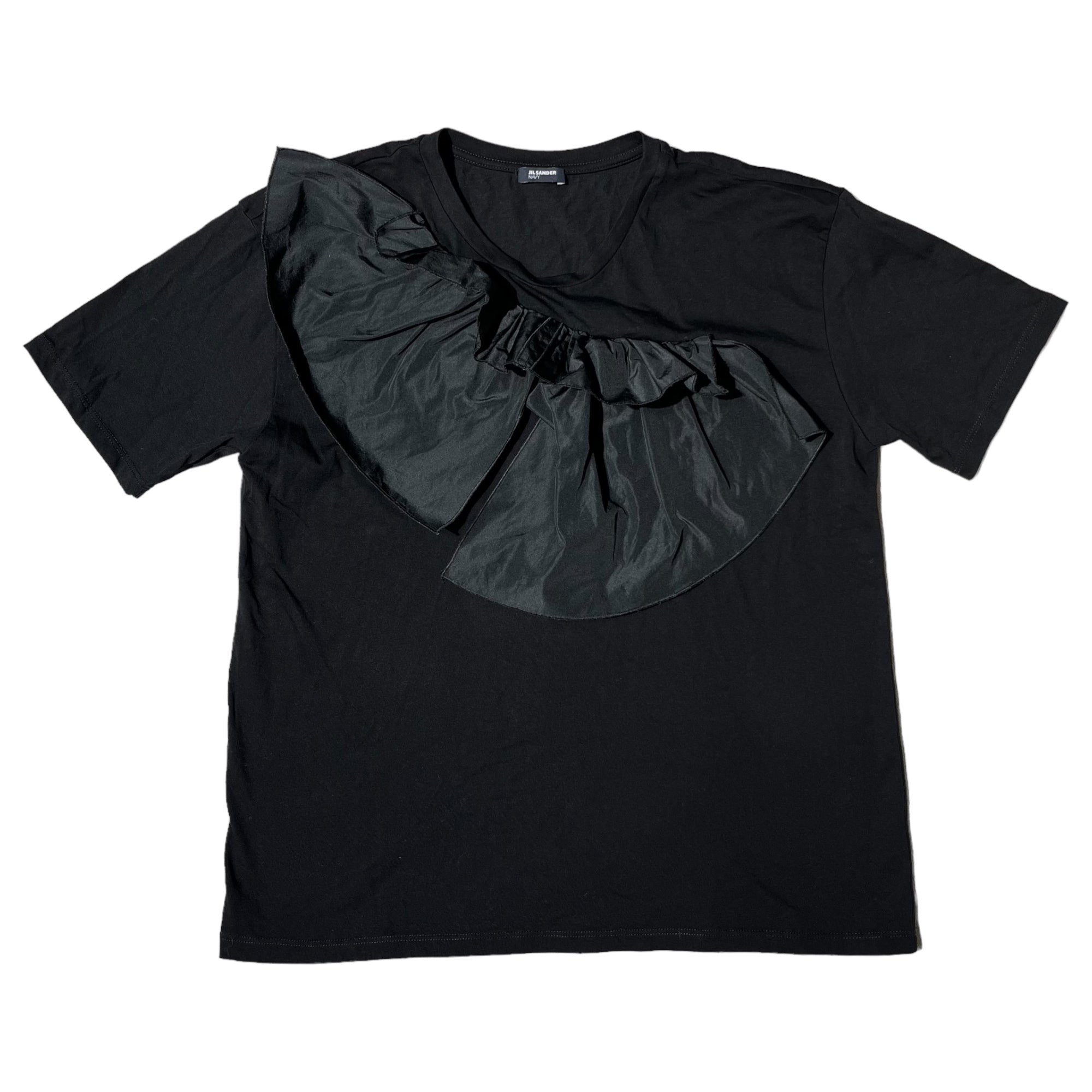 JIL SANDER NAVY(ジルサンダーネイビー) Different fabric frill S/S T-shirt 異素材 フリル 半袖 Tシャツ KK JN HW 0011 S ブラック