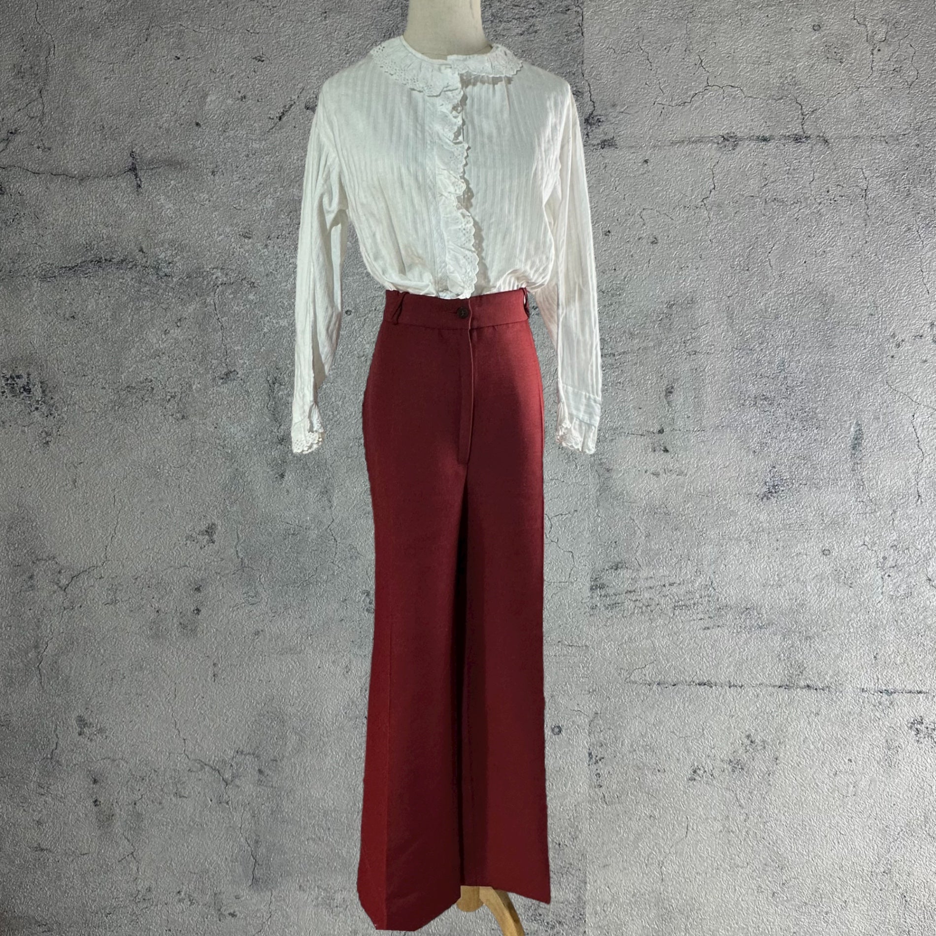 Euro vintage(ヨーロッパヴィンテージ) 70's~ straight tack long pants センタープレスロングストレートパンツ L~ レッド