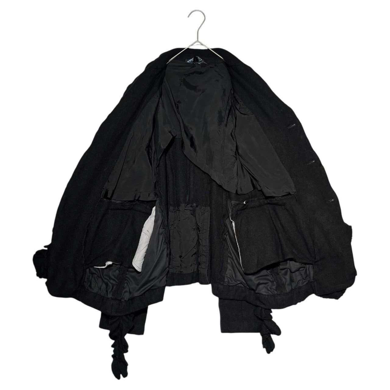 BLACK COMME des GARCONS(ブラックコムデギャルソン) 17AW Wool full-length front ruffle jacket ウール 縮絨 フロント フリル ジャケット 1T-J004 S ブラック AD2017