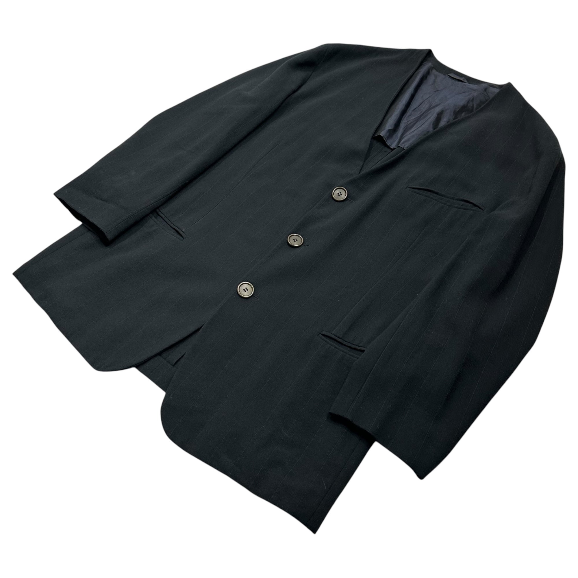 GIORGIO ARMANI(ジョルジオアルマーニ) 80's No-collar tailored jacket 80年代 ノーカラー テーラード ジャケット 48 ダークネイビー 80年代ヴィンテージ 稀少アイテム