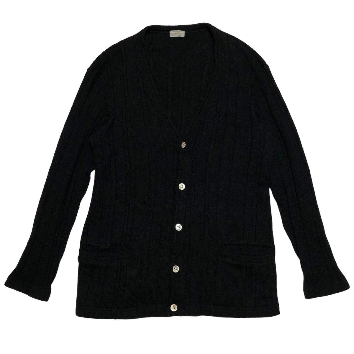 COMME des GARCONS HOMME(コムデギャルソンオム) 90's Vertical rib wool nylon knit  cardigan/縦リブウールナイロンニットカーディガン/90年代/ヴィンテージ HT-070290 SIZE FREE ブラック AD1998  田中オム