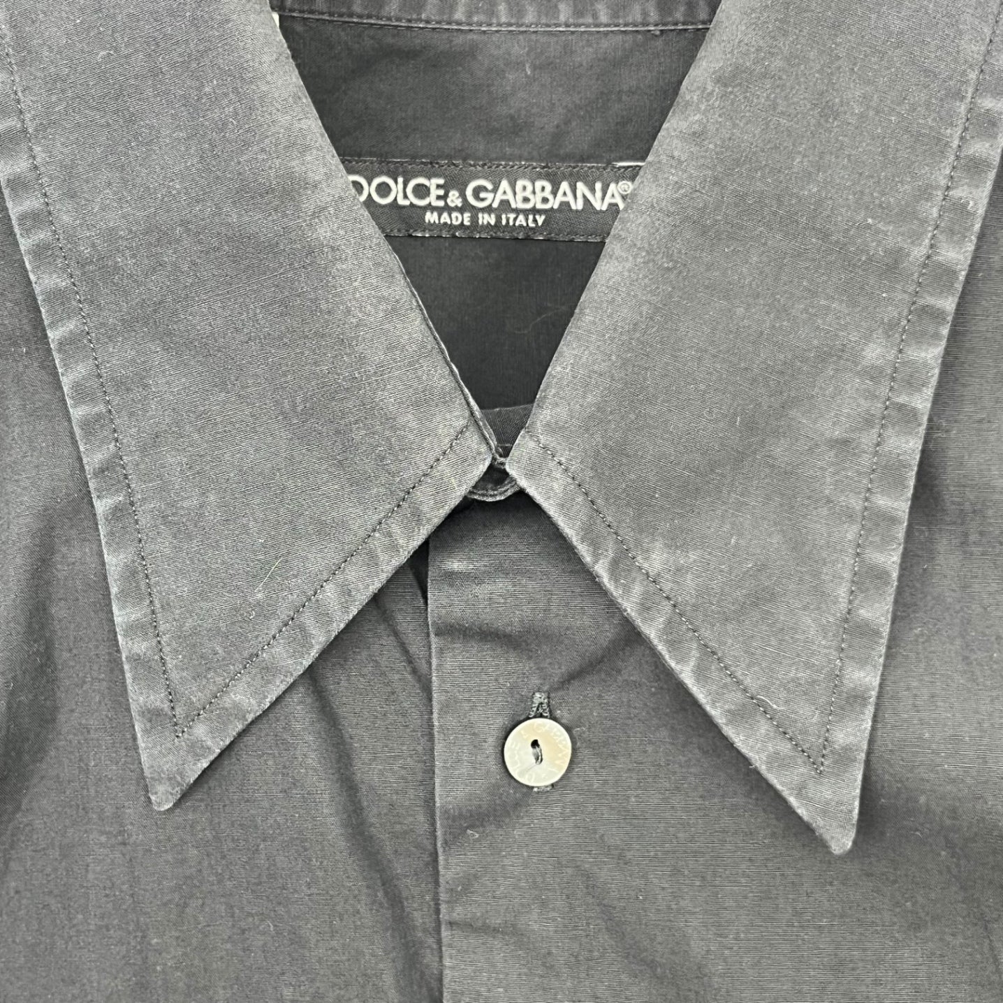 DOLCE&GABBANA(ドルチェ&ガッバーナドルガバ) 長袖 シャツ 15 1/2 40(L程度) ベージュ 00's Big color L/S shirt ビックカラー 長袖 シャツ 15 1/2 40(L程度) ブラック