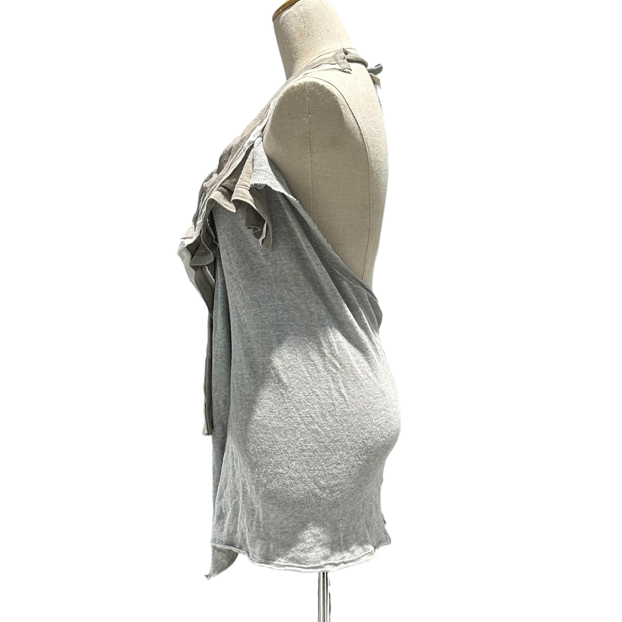 YOHJI YAMAMOTO+NOIR(ヨウジヤマモトプリュスノアール) 08SS Asymmetrical Knit Camisole アシンメトリー ニット キャミソール NM-T43-061 2 グレー×ベージュ タンクトップ