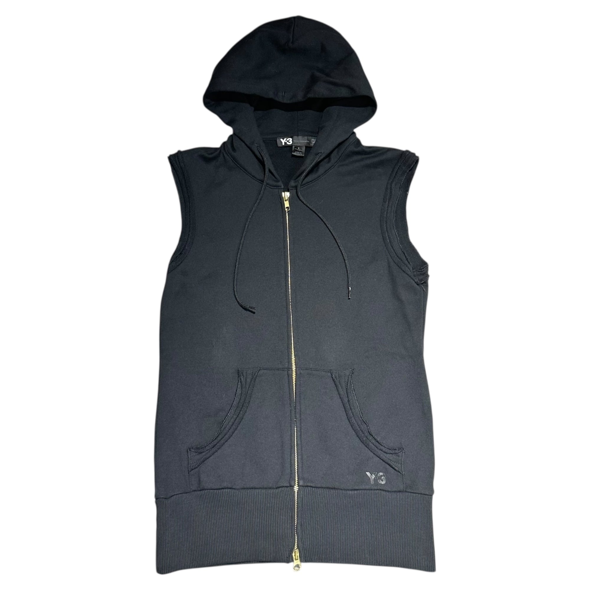 Y-3(ワイスリー) Zip-up sleeveless hoodie ジップアップ ノースリーブ パーカー E57678 S ブラック