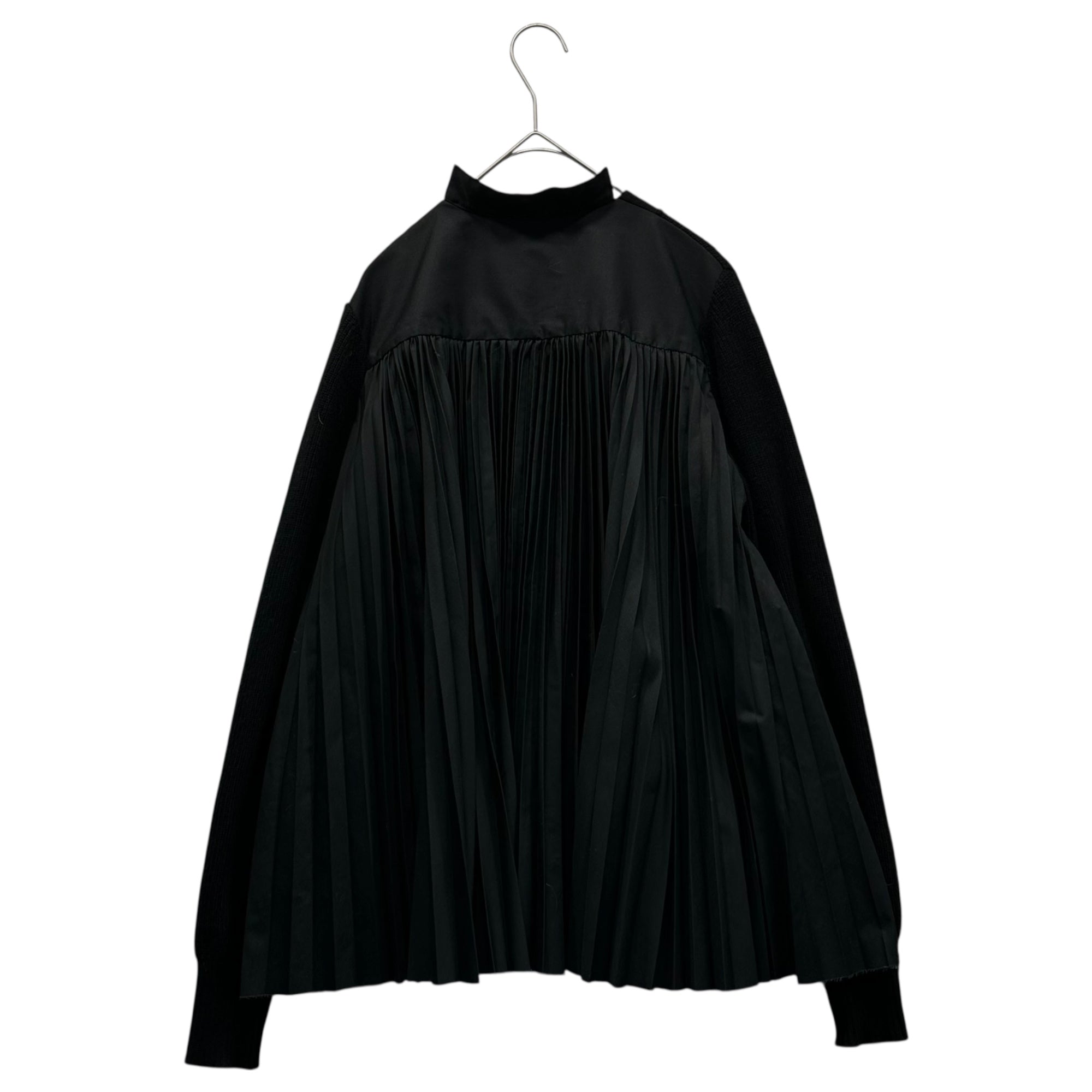 sacai(サカイ) 24AW Cotton Pleated Stripe Poplin Cardigan コットン プリーツ ストライプ ポプリン カーディガン SCW-255 1(S程度) ブラック AD2024