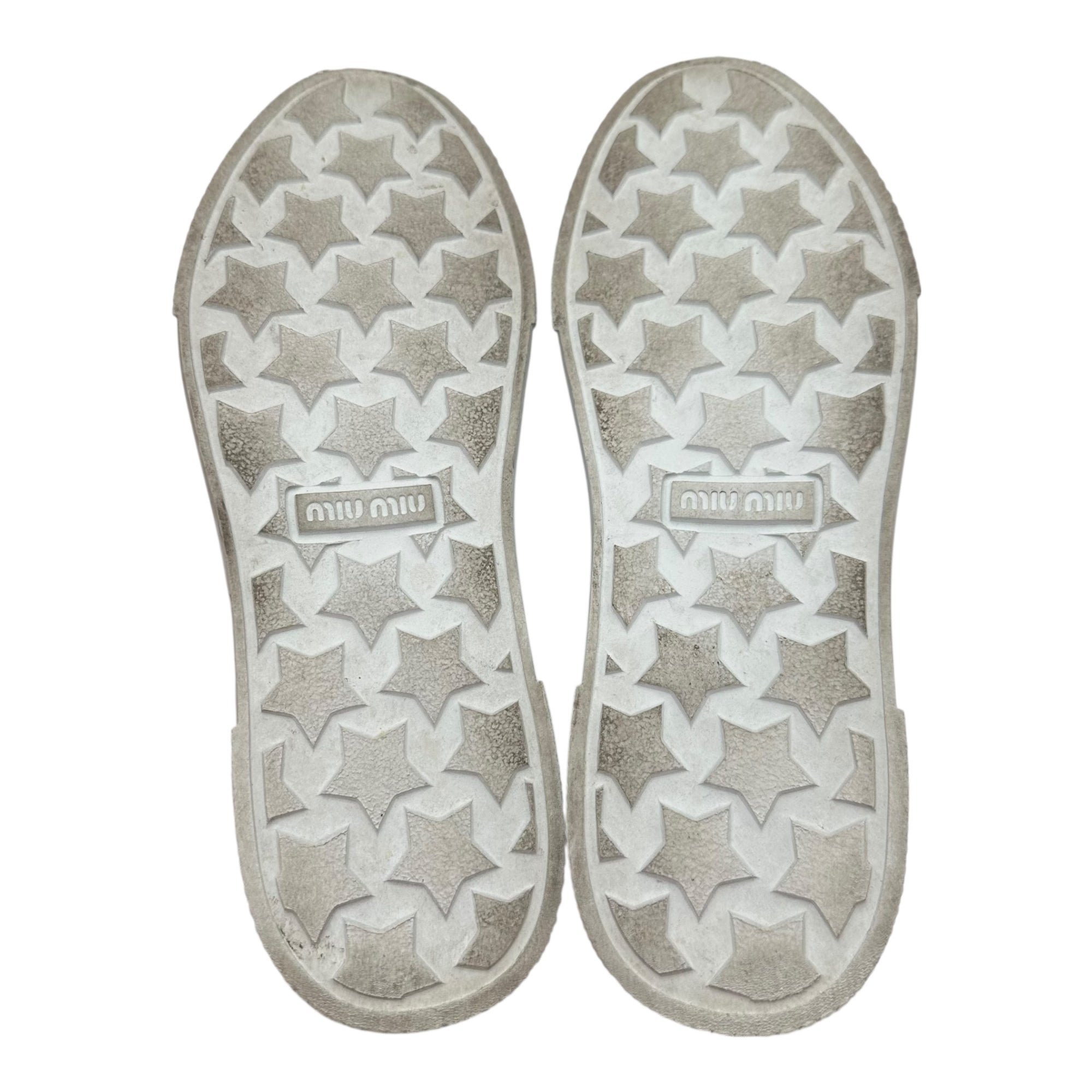miu miu(ミュウミュウ) Metallic Toe Thick-Soled Leather Slip-On メタリック トゥ 厚底 レザー スリッポン 905 37(23.5cm)  ホワイト×シルバー