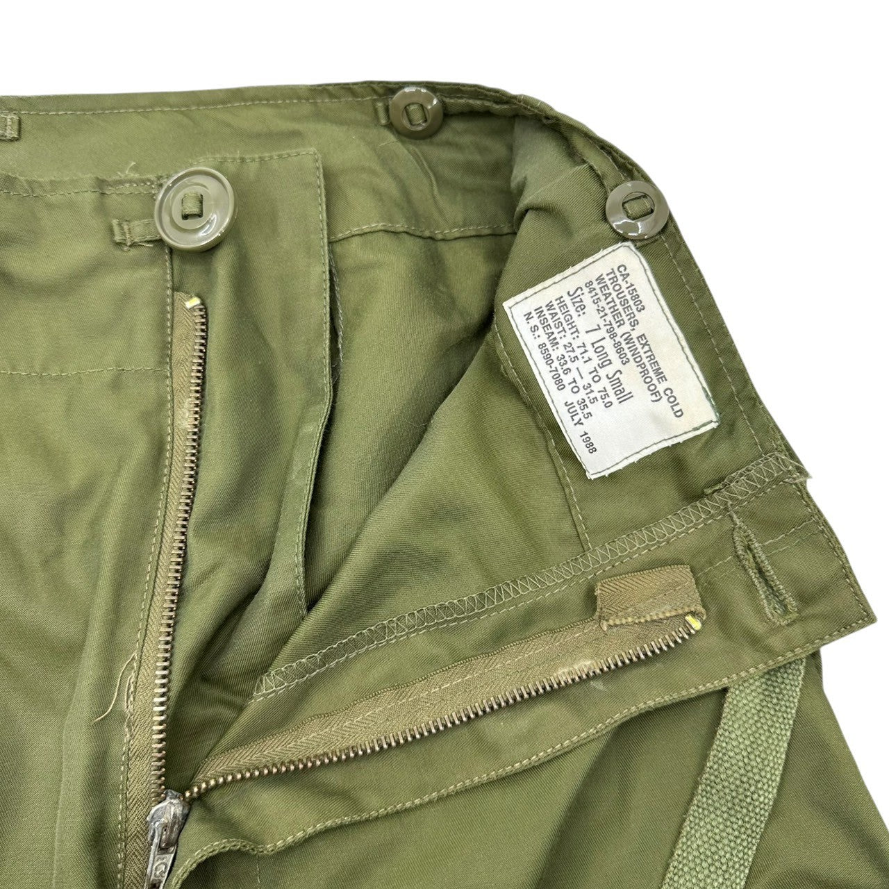 Canadian Army(カナダ軍) 80's ECW WINDPROOF overpants Cargo pants ウィンド プルーフ オーバー パンツ カーゴパンツ 8415-21-798-8603 7 LONG SMALL セージグリーン ミリタリー 80年代 ヴィンテージ