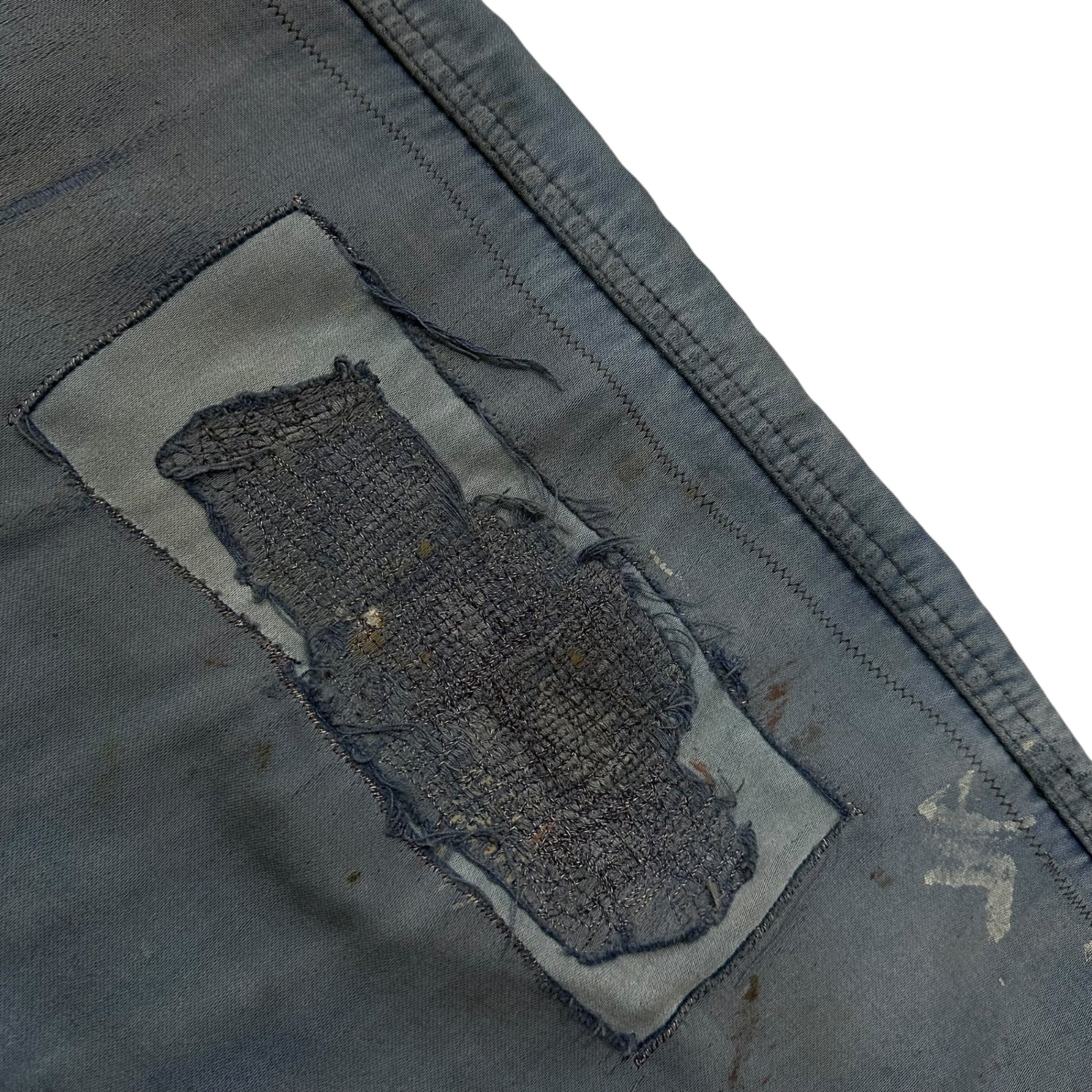 Adolphe Lafont(アドルフラフォン) 50's~60's Moleskin Work Pants モールスキン ワーク パンツ 約W33 ライトブルー ヴィンテージ メタルボタン BORO ボロ フレンチ