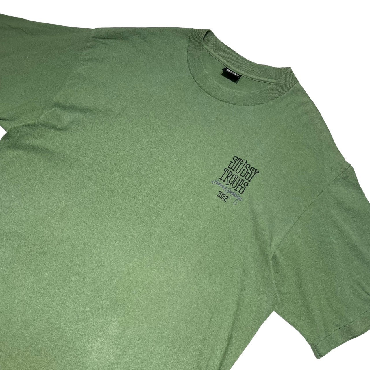 STUSSY(ステューシー) 90's ”STUSSY TROOPS 1992” TEE ヴィンテージ ロゴ Tシャツ XXL グリーン OLD オールド 90年代