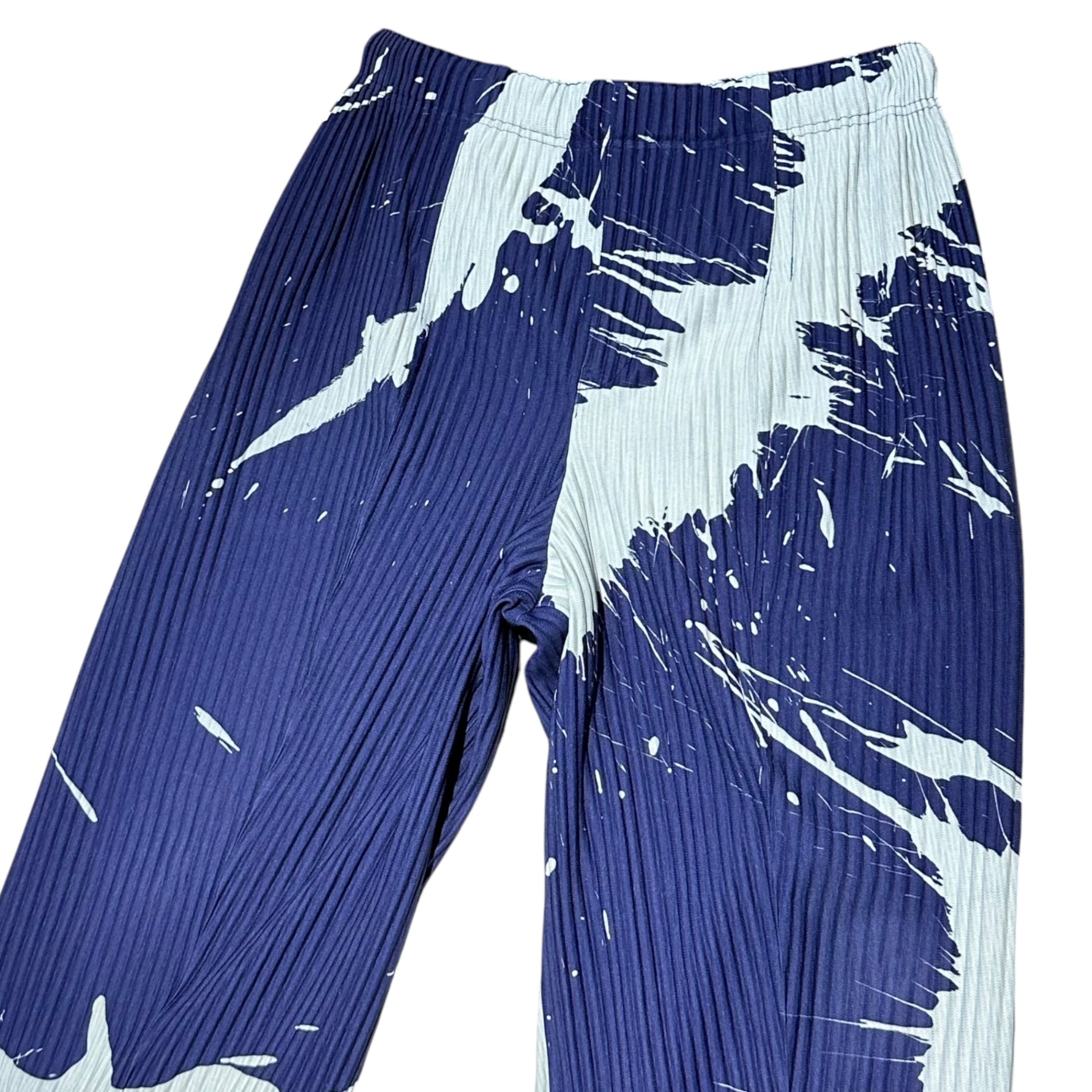 HOMME PLISSE ISSEY MIYAKE(オムプリッセイッセイミヤケ) Splash Paint Finish Pleated Tapered Slacks スプラッシュ ペイント 加工 プリーツ テーパード スラックス HP16-JF222 2(M程度) ブルー×ライトブルー