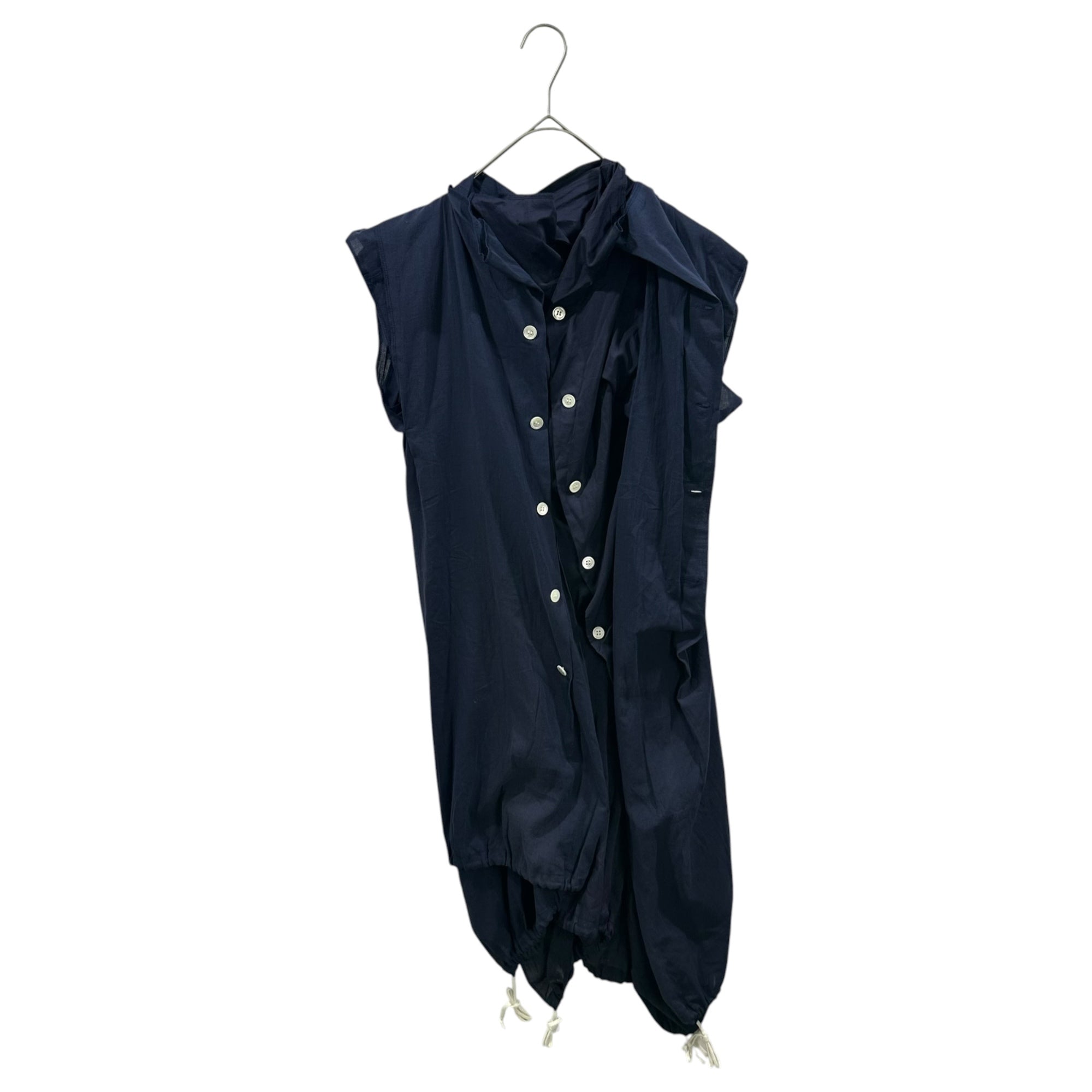 COMME des GARCONS(コムデギャルソン) 2008SS Hem Drawstring Layered Sleeveless Dress 裾 ドローコード レイヤード スリーブレス ワンピース GA-O007 SS ネイビー AD2007