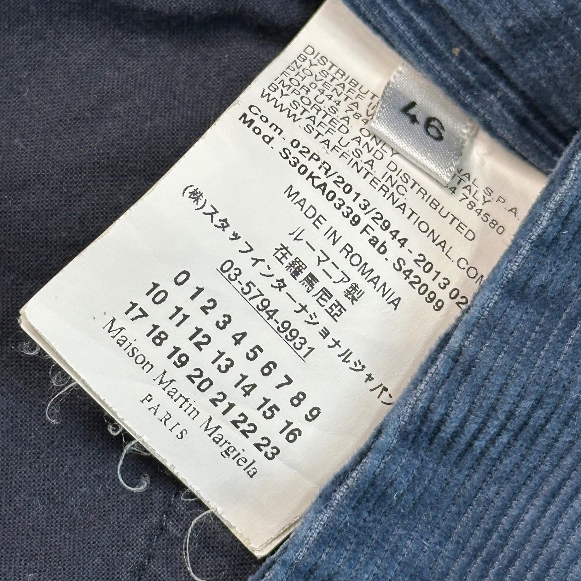 MAISON MARGIELA(メゾンマルジェラ) 13SS Corduroy Straight Pants コーデュロイ ストレート パンツ S30KA0339 46(S) ブルー 裾上げ有