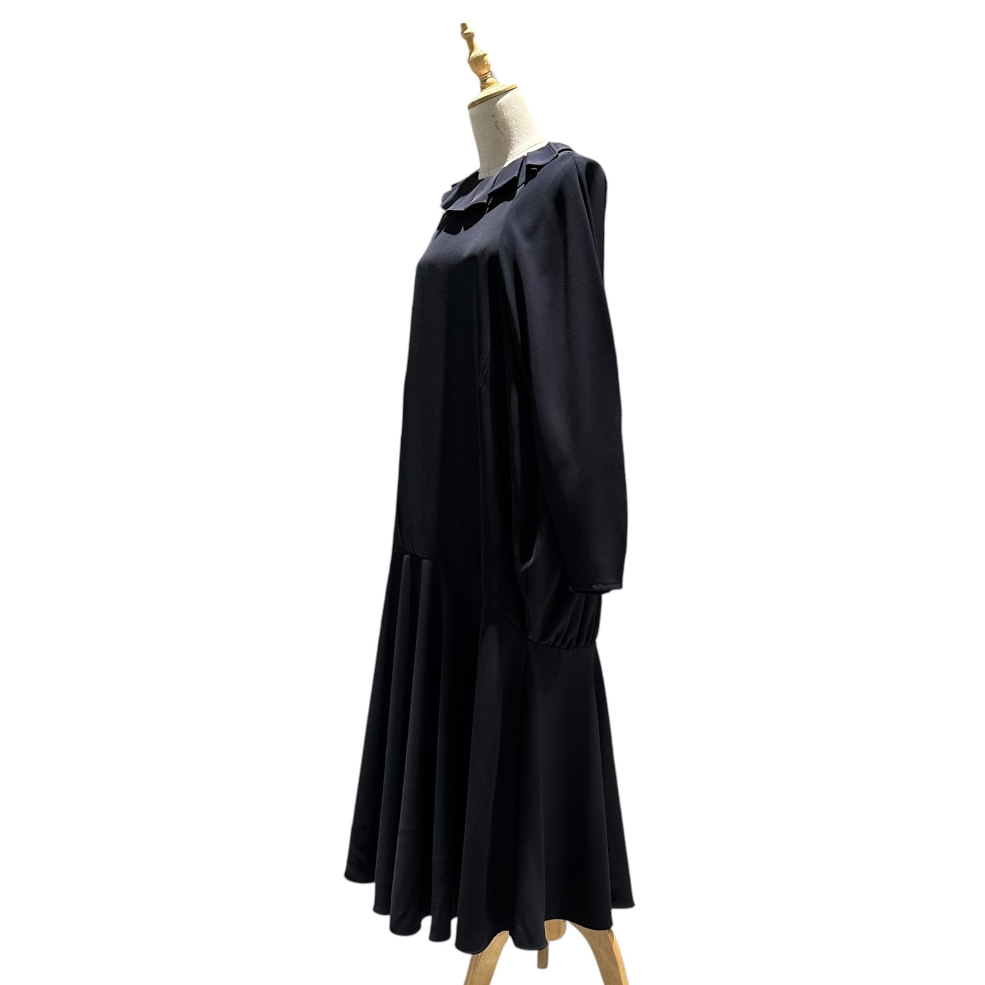ENFOLD(エンフォルド) 2024SS NECK-PLEATS DRESS ネック プリーツ ドレス ワンピース 300HS733-0820 38(M程度) ネイビー