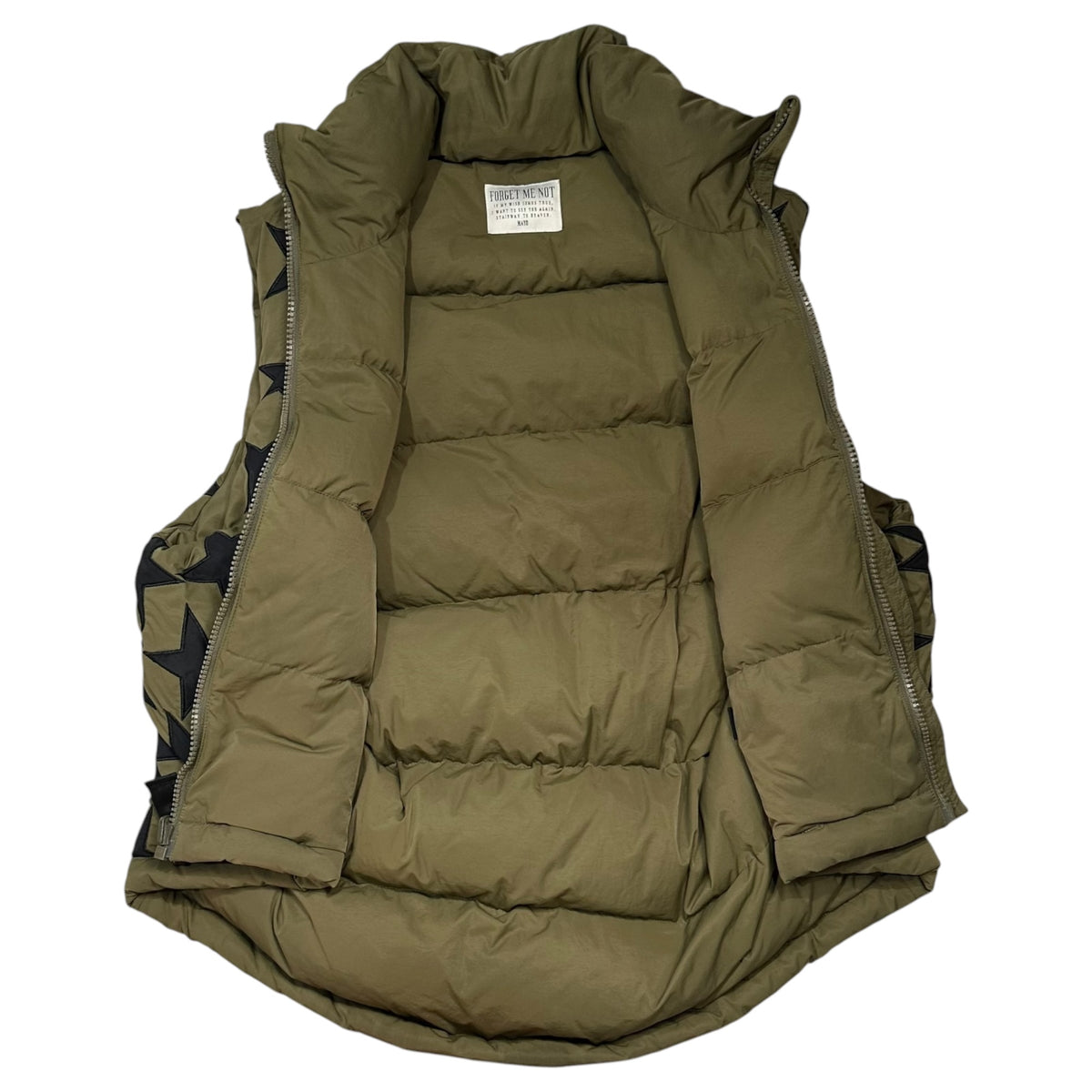 Mayo(メイヨー) 2024AW METEOR SHOWER EMBROIDERY NYLON REVERSIBLE DOWN VEST 流星群 パッチ ナイロン リーバシブル ダウン ベスト 24MY-DNB01 M カーキ×ブラック 参考定価55,000円(税込)