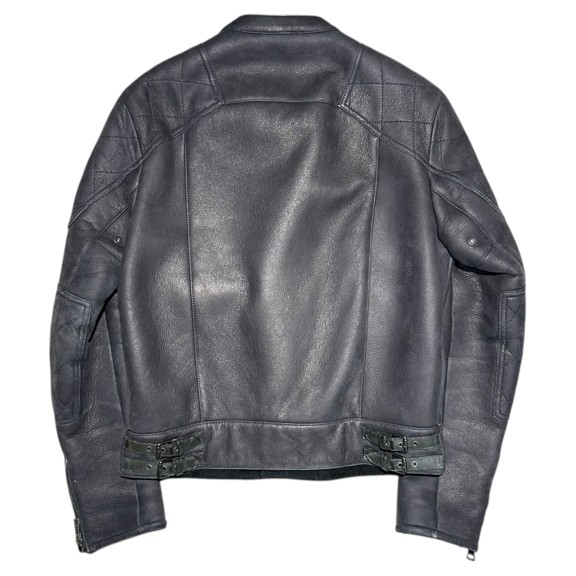 GUCCI(グッチ) Goatskin Mouton Biker Jacket 山羊革 ムートン バイカー ジャケット 354176 XS189 48(M程度) ブラック ライダース レザー