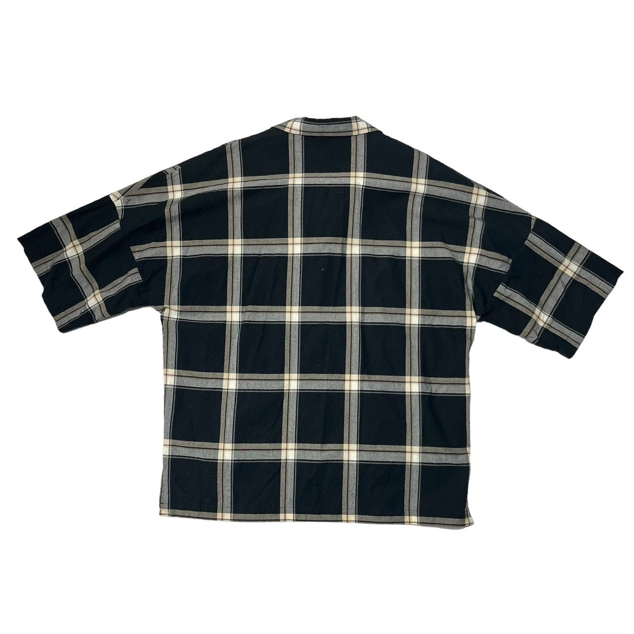 SUNSEA(サンシー) 17SS CHECK FRIED SHRIMP SHIRT チェック フライドシュリンプ シャツ 半袖 開襟 シャツ オープンカラー 17S17 SIZE 3(L) ブラック×グレー