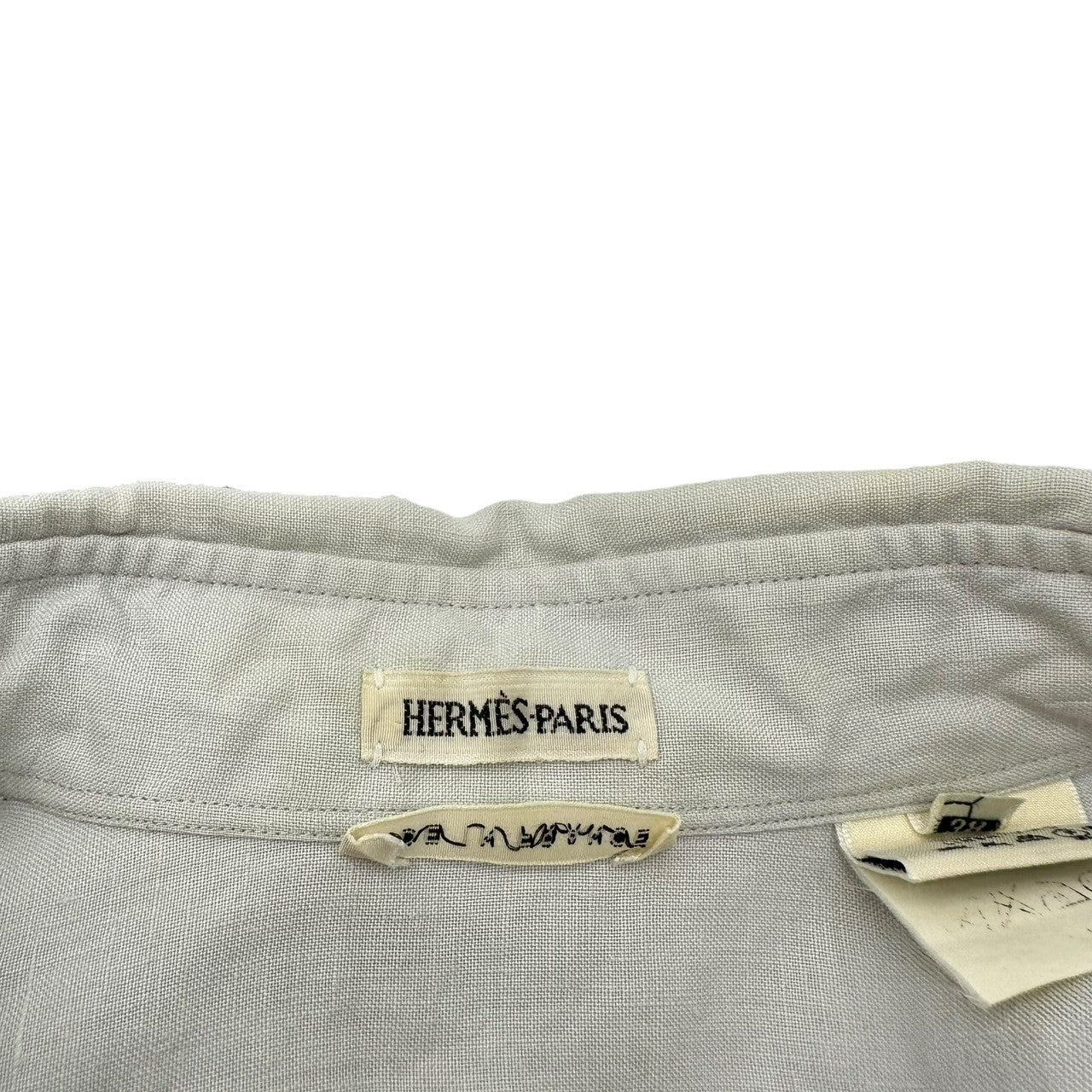 HERMES(エルメス) By Margiela Basic L/S Linen Shirt マルジェラ期 ベーシック 長袖 リネン シャツ 38(M程度)※メンズ着用可 ライトグレー アーカイブ エルメスジャポン