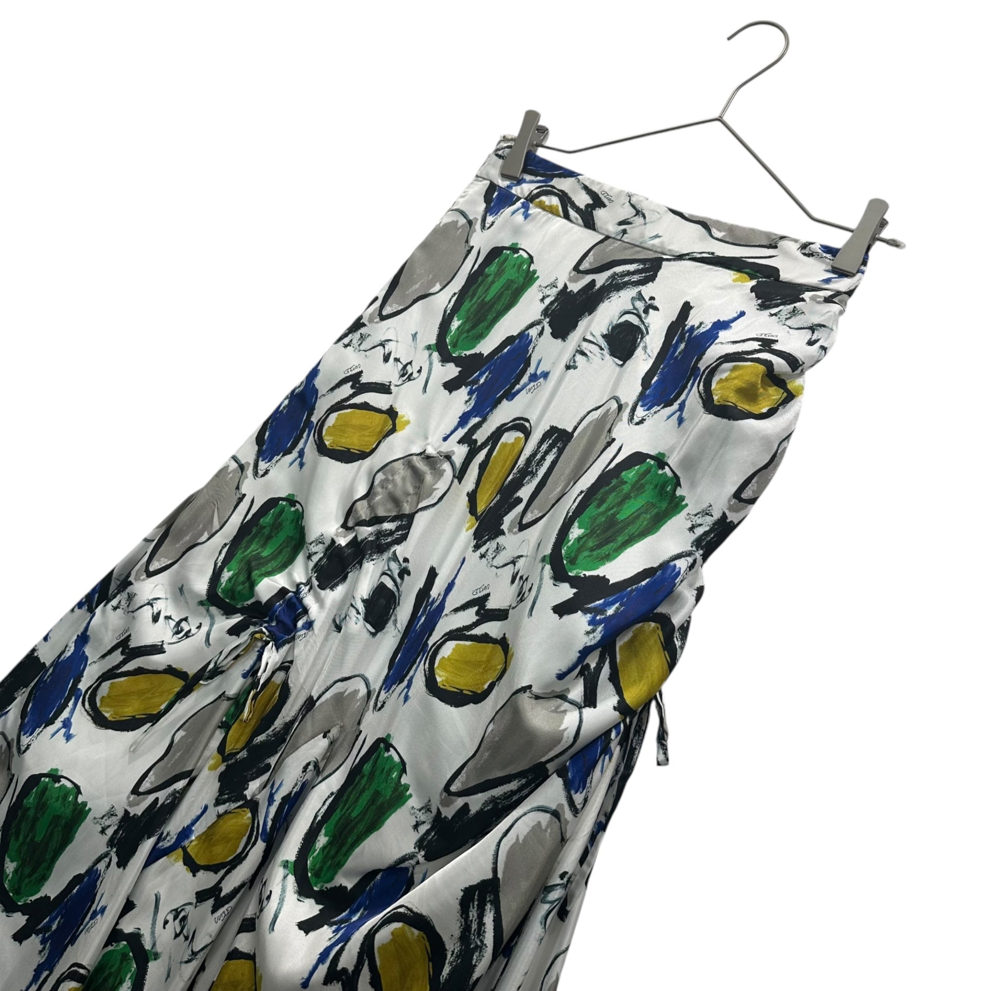 UN3D.(アンスリード) Skirt with ribbon decorative paint and graphic print リボン 装飾 ペイント グラフィック スカート 522140800001-01 38(M程度) ホワイト×マルチカラー