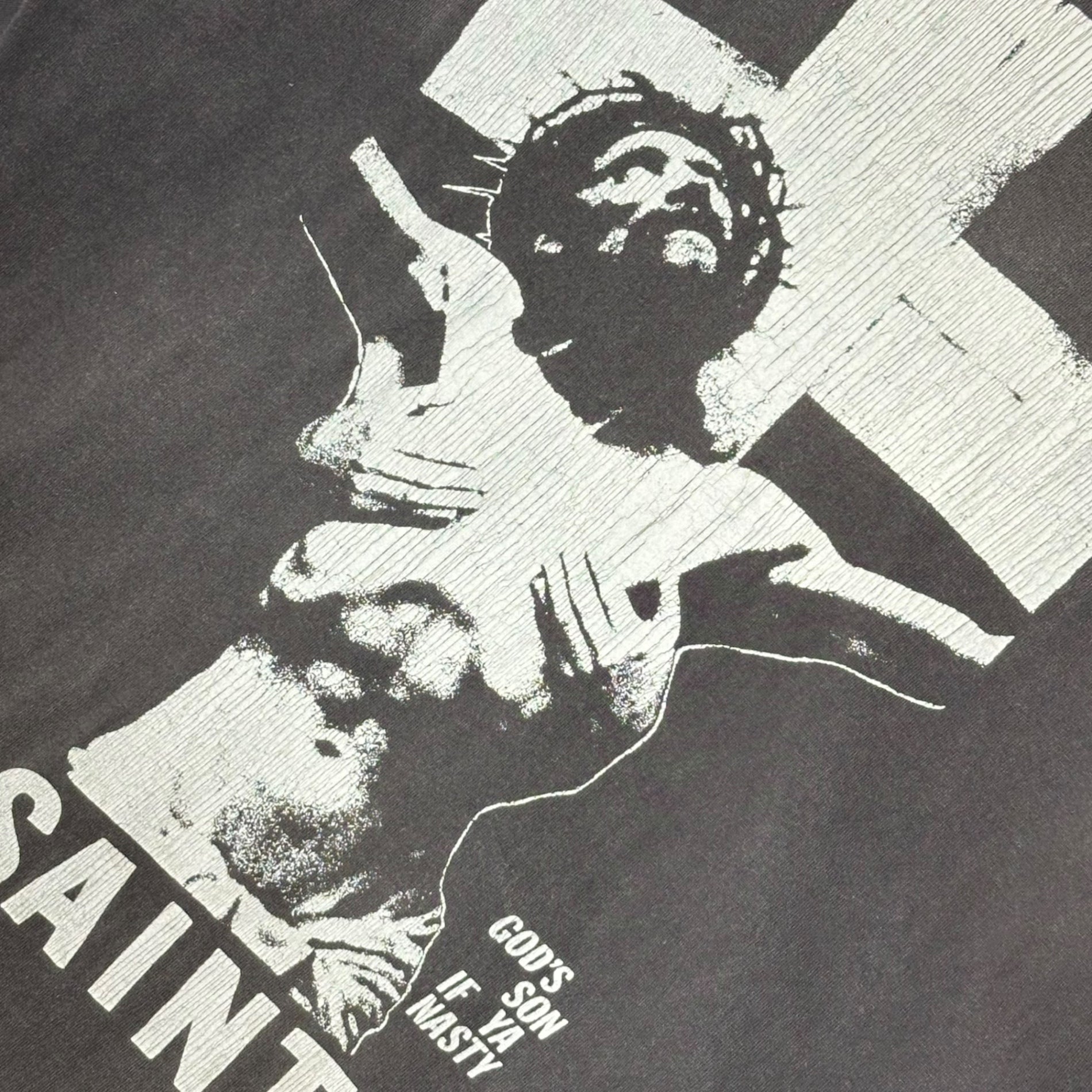 SAINT MICHAEL(セントマイケル) SS_TEE_DMJ ジーザス プリント クルーネック Tシャツ SM-S22-0000-016 L ブラック