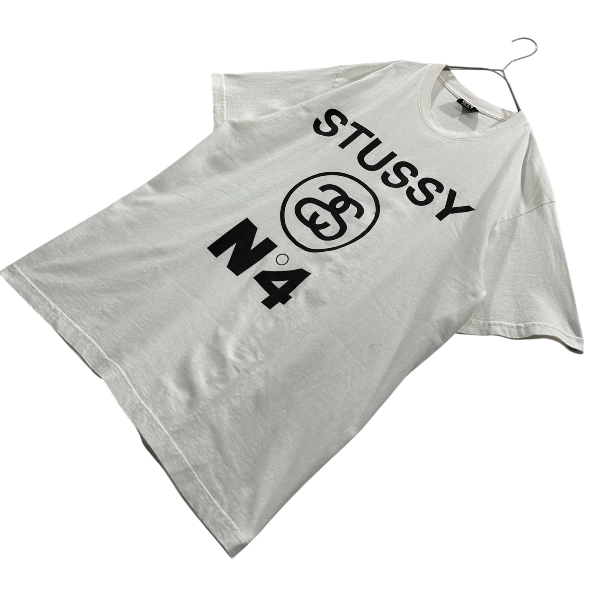 STUSSY(ステューシー) No.4 Pigment Dyed Tee ロゴ プリント Tシャツ L ホワイト USA製