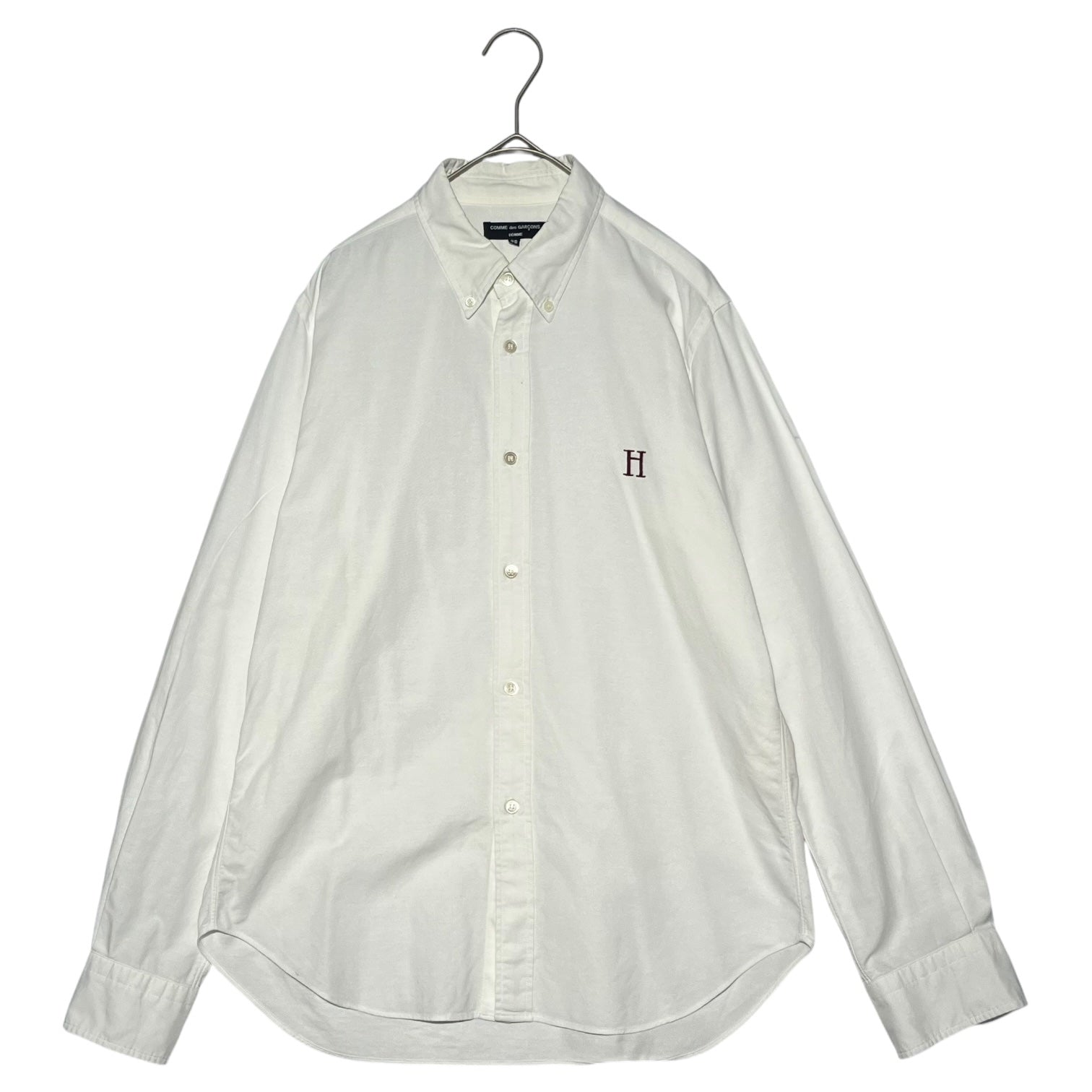 COMME des GARCONS HOMME(コムデギャルソンオム) oxford button down long sleeve shirt オックスフォード ボタンダウン 長袖 シャツ H刺繍 SS ホワイト