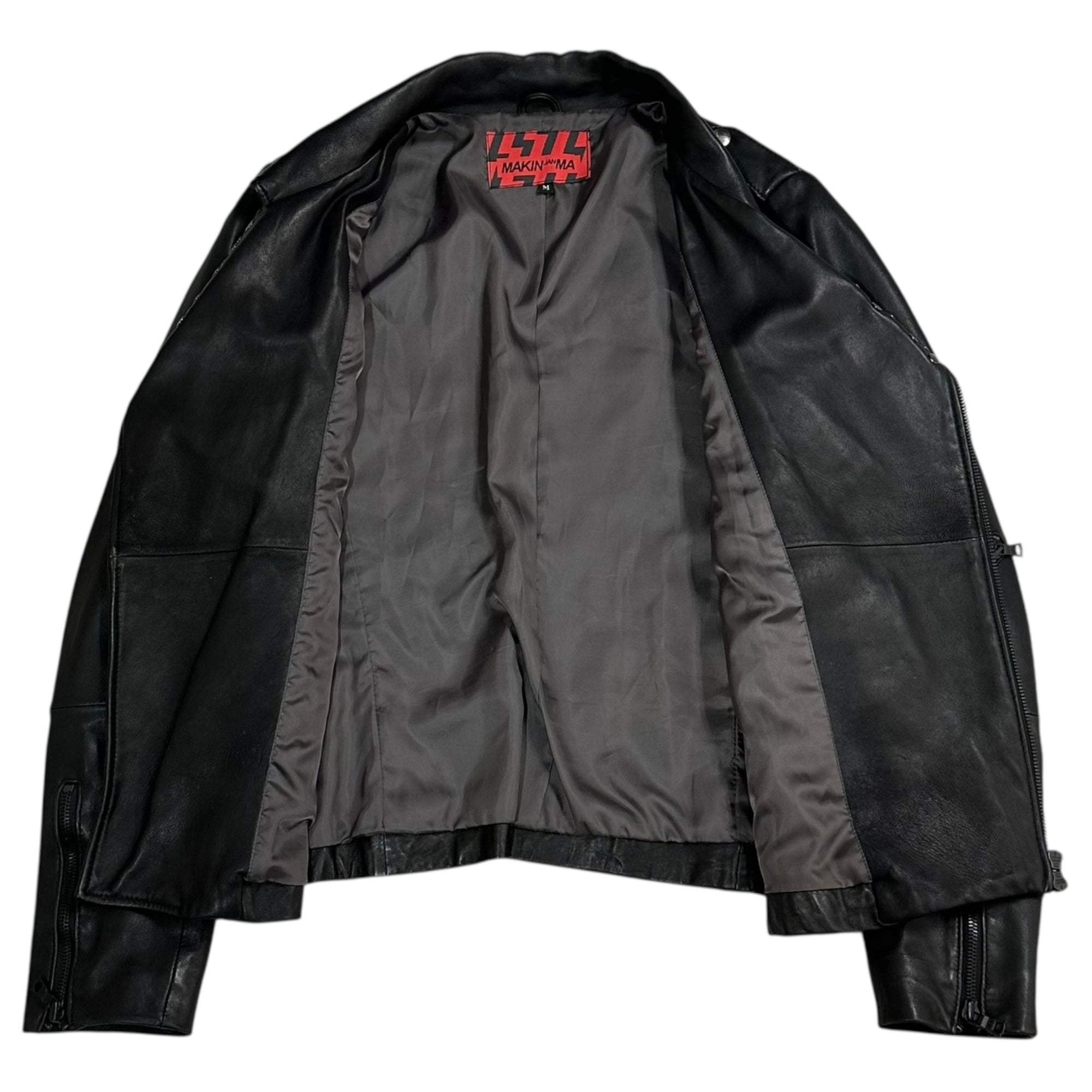 MAKIN JAN MA(マーキンヤンマ) 10SS Lamb Leather Studded Riders Jacket ラムレザー スタッズ ライダース ジャケット 10S-JY-01 M ブラック