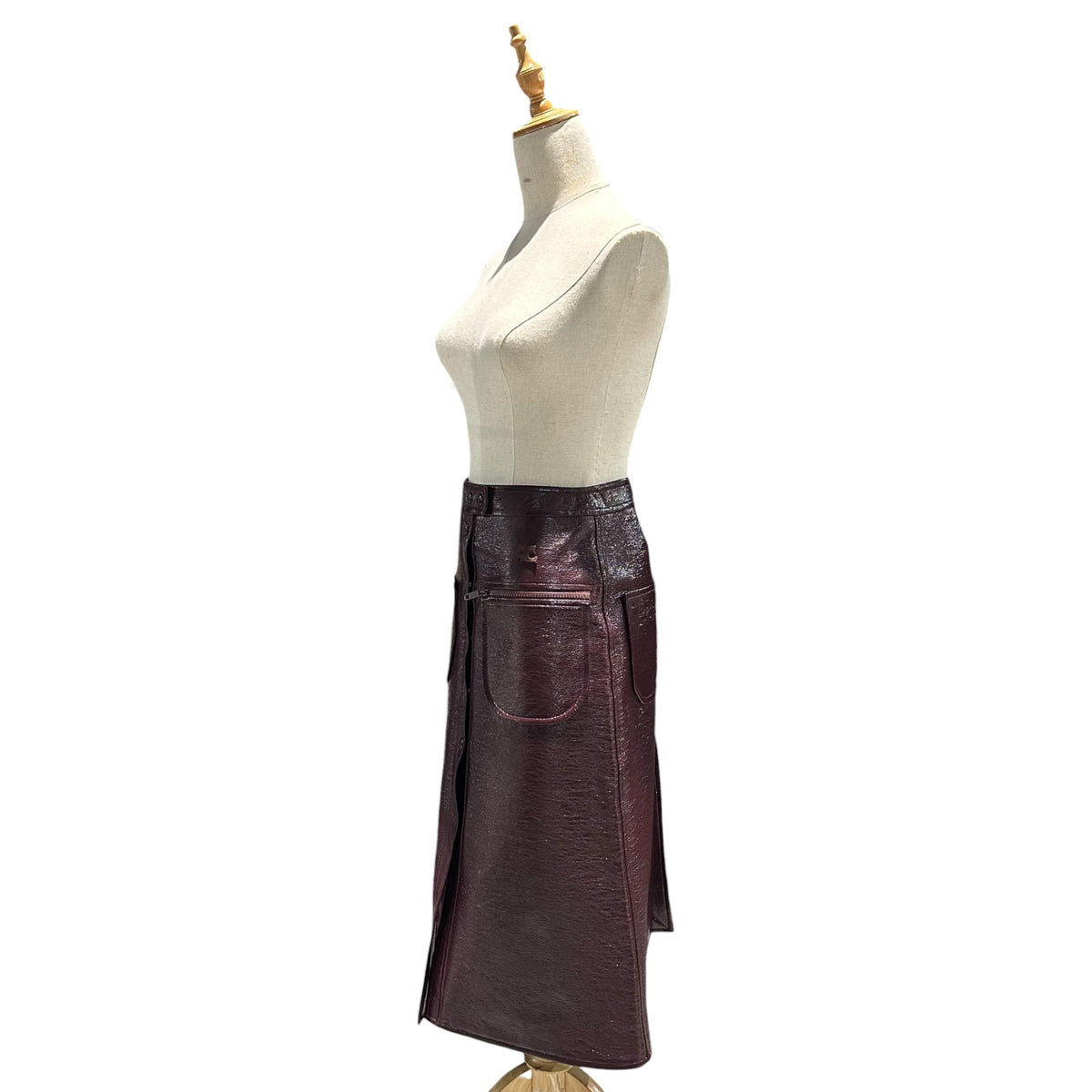 courreges(クレージュ) Vinyl Midi Skirt ビニール ミディ スカート 8624-343-0103 34 ボルドー