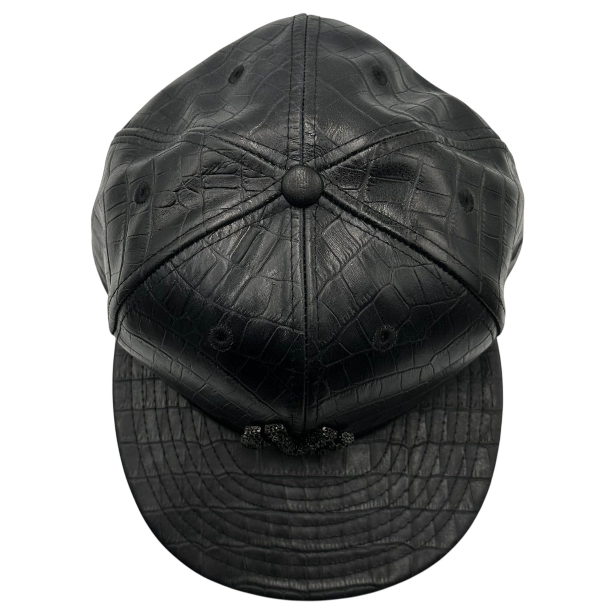Swarovski(R) Elements × New Era(スワロフスキー エレメンツ × ニューエラ) Crocodile-embossed All-Leather New York Yankees Cap クロコ型押し オールレザー ニューヨークヤンキース キャップ ブラック 限定品