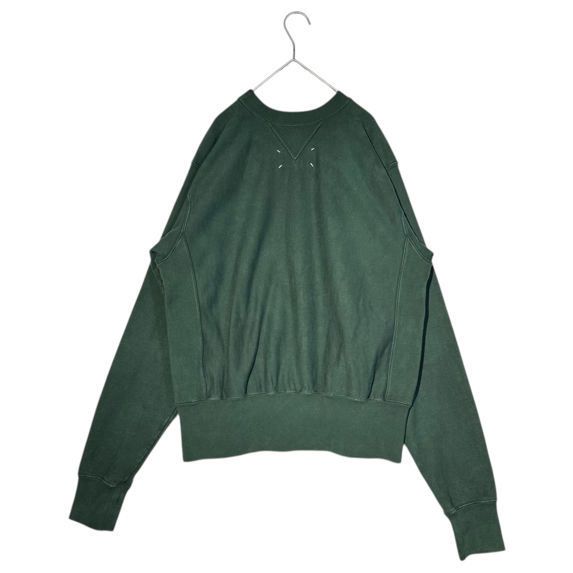 MAISON MARGIELA(メゾンマルジェラ 21AW CROPPED SHRUNKEN SWEAT 両V 袖刺繍 クルーネック スウェット S50GU0180 46(SM程度) グリーン