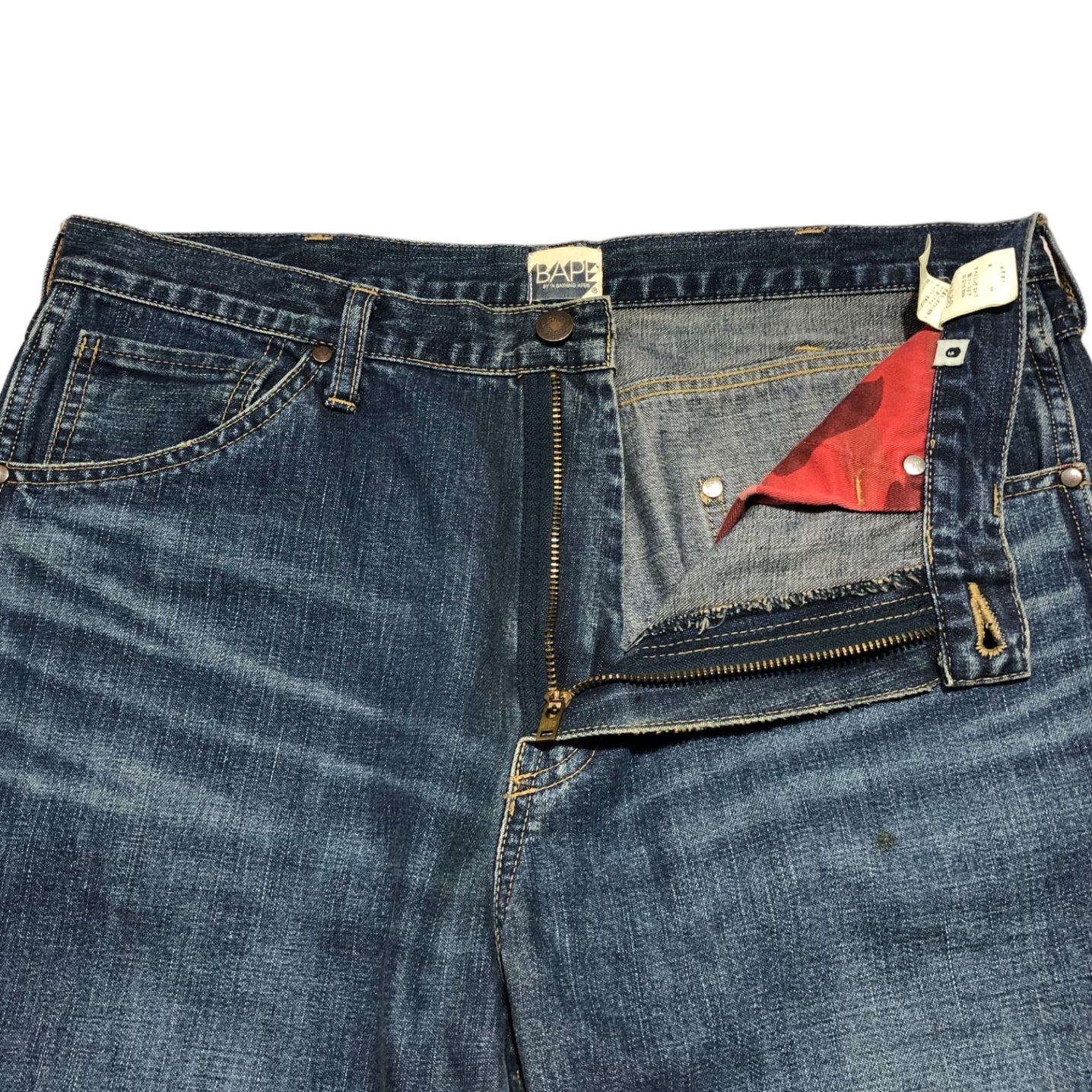 A BATHING APE(アベイシングエイプ) 00's DENIM PANTS デニムパンツ 00年代 Ｌ インディゴ