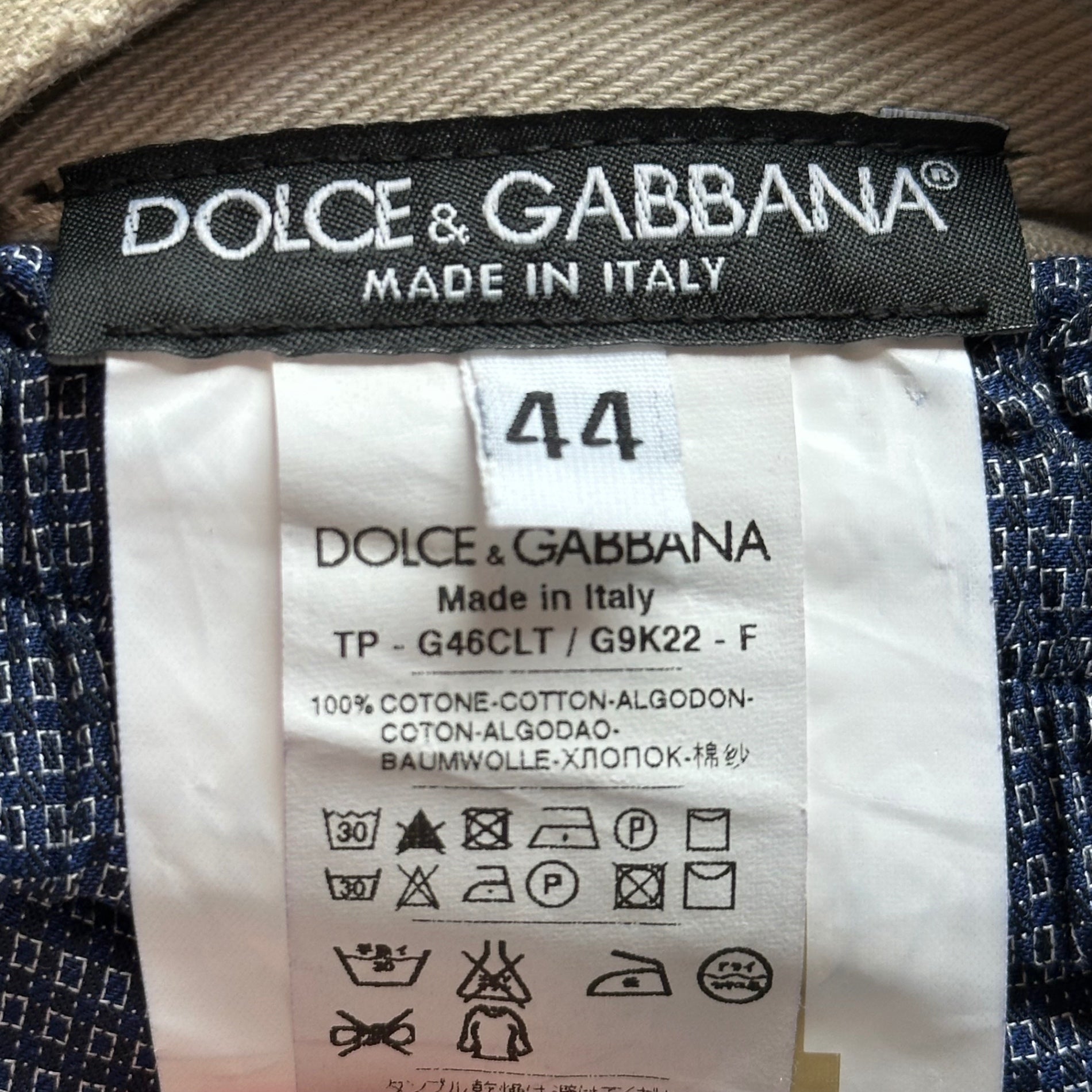 DOLCE&GABBANA(ドルチェ&ガッバーナドルガバ) Double-Waist Destroyed Denim Pants ダブルウエスト デストロイ デニム パンツ G46CLT/G9K22 44 ベージュ×ネイビー
