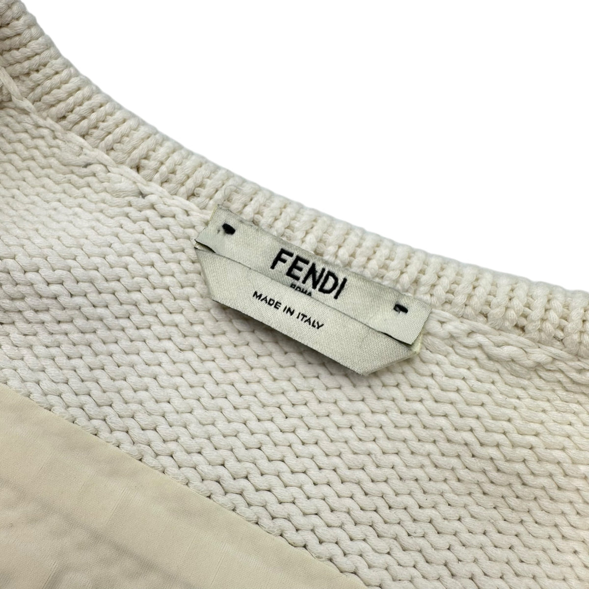 FENDI(フェンディ) 2021SS Fake-Pocket Short-Length Knit & Knit Pants Set-Up フェイク ポケット ショート レングス ニット ニット パンツ セット アップ 12CPF-20-2494 12CPF-20-2495 38 オフホワイト