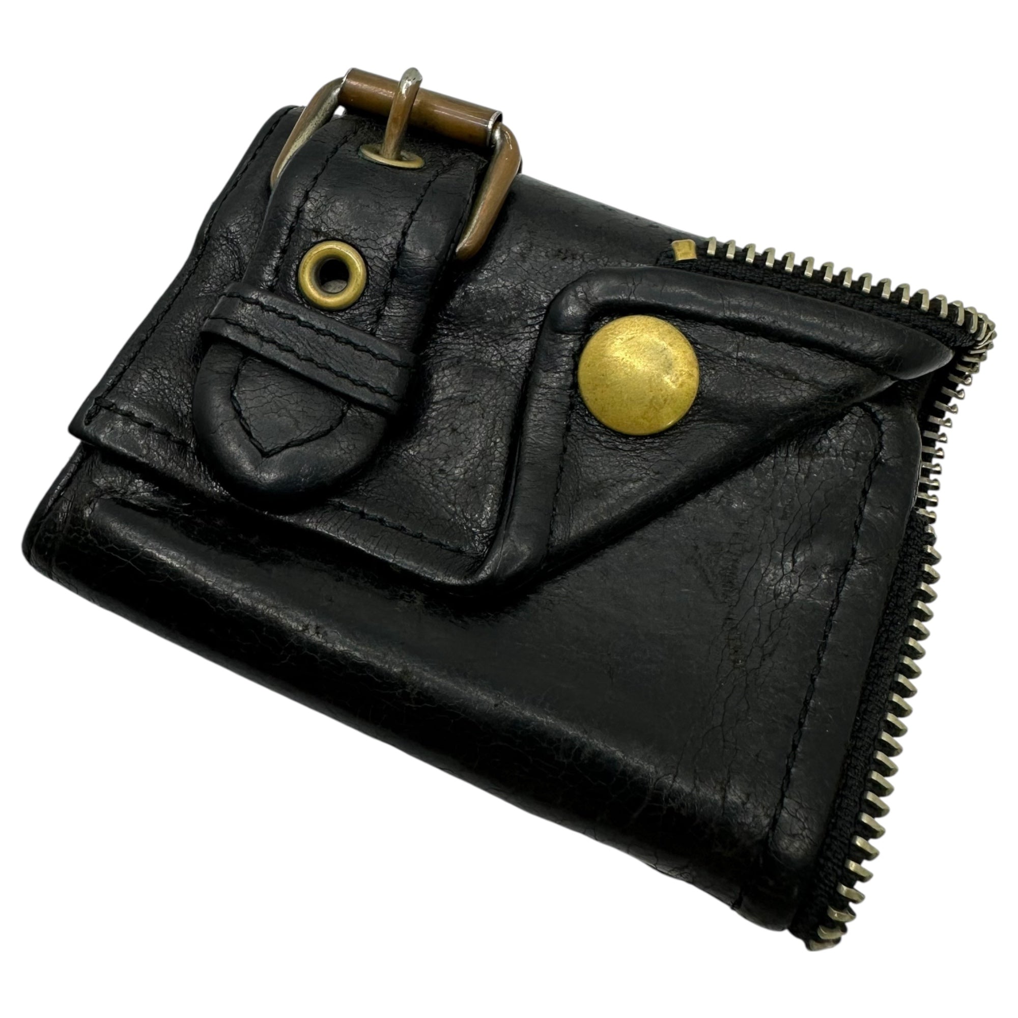 beautiful people(ビューティフルピープル) Rider's Wallet ライダース ウォレット レザー 財布 ブラック 3つ折り財布