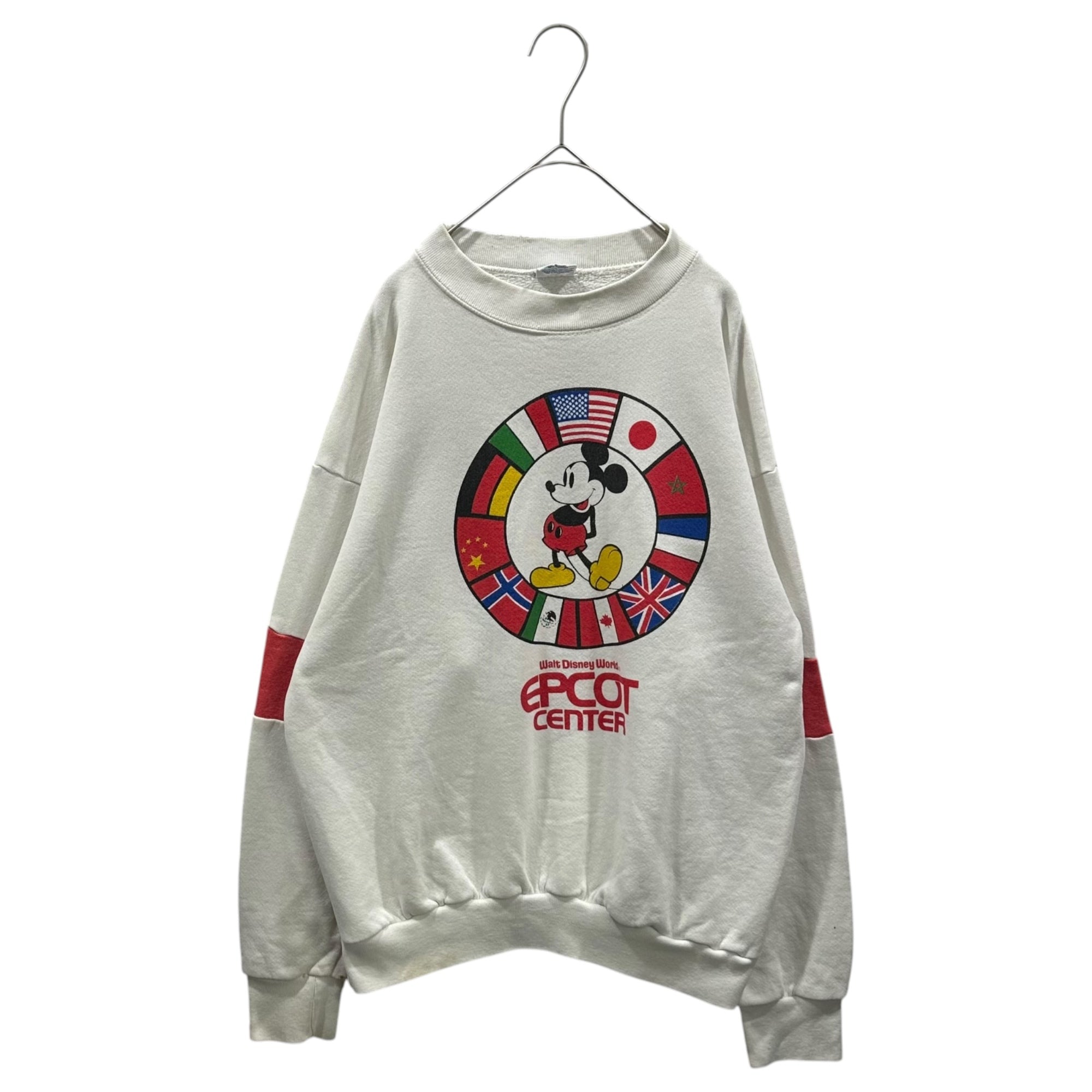 Disney(ディズニー) 1980's USA made Epcot Center Mickey Sweatshirt ミッキー スウェット XL ホワイト 80年代 ヴィンテージ