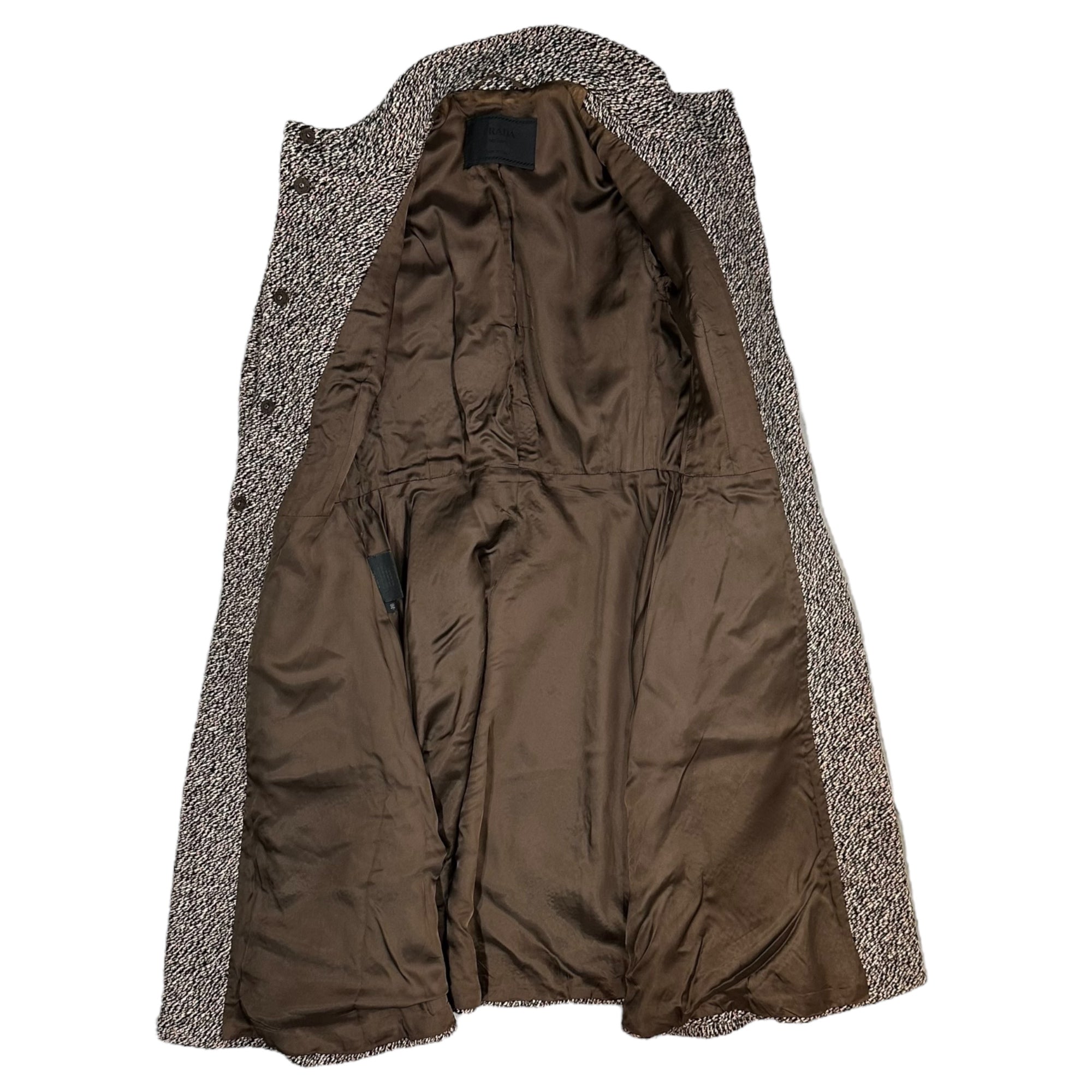 PRADA(プラダ) 2000AW Wool Tweed Stand Collar Flared Coat ウール ツイード スタンドカラー フレア コート 40(L程度) ホワイト×ブラック×ピンク 00's FW