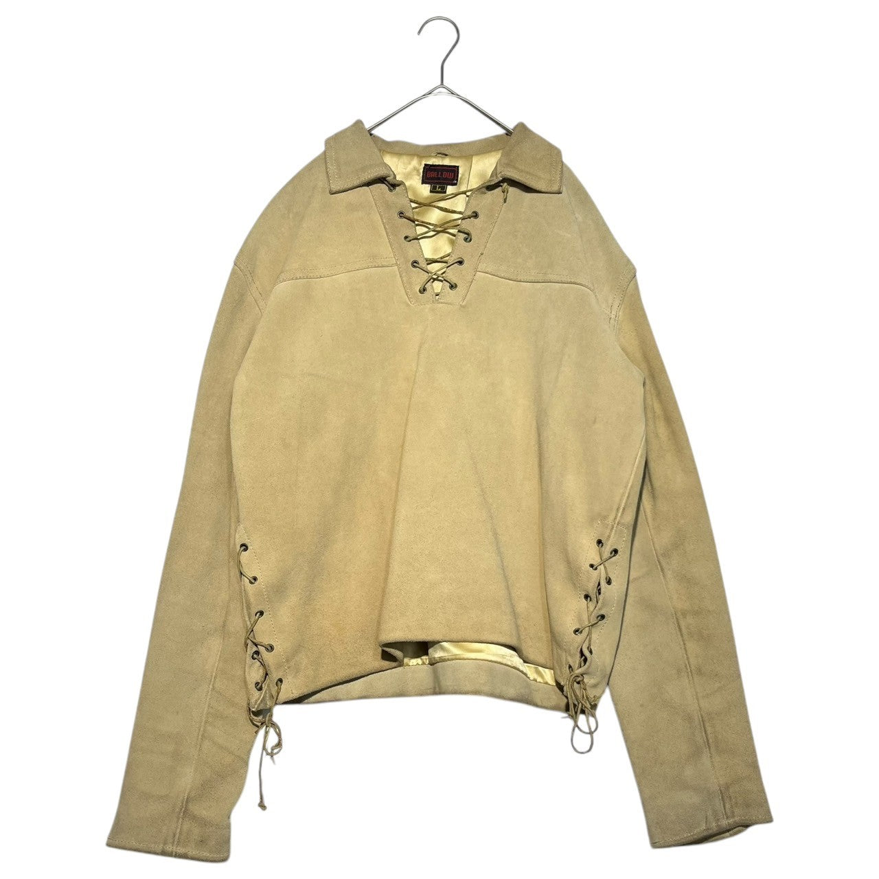 BALLOW(バロー) 90~00's Lace-up pullover suede leather jacket レースアップ プルオーバー スウェード レザー ジャケット スエード L アイボリー