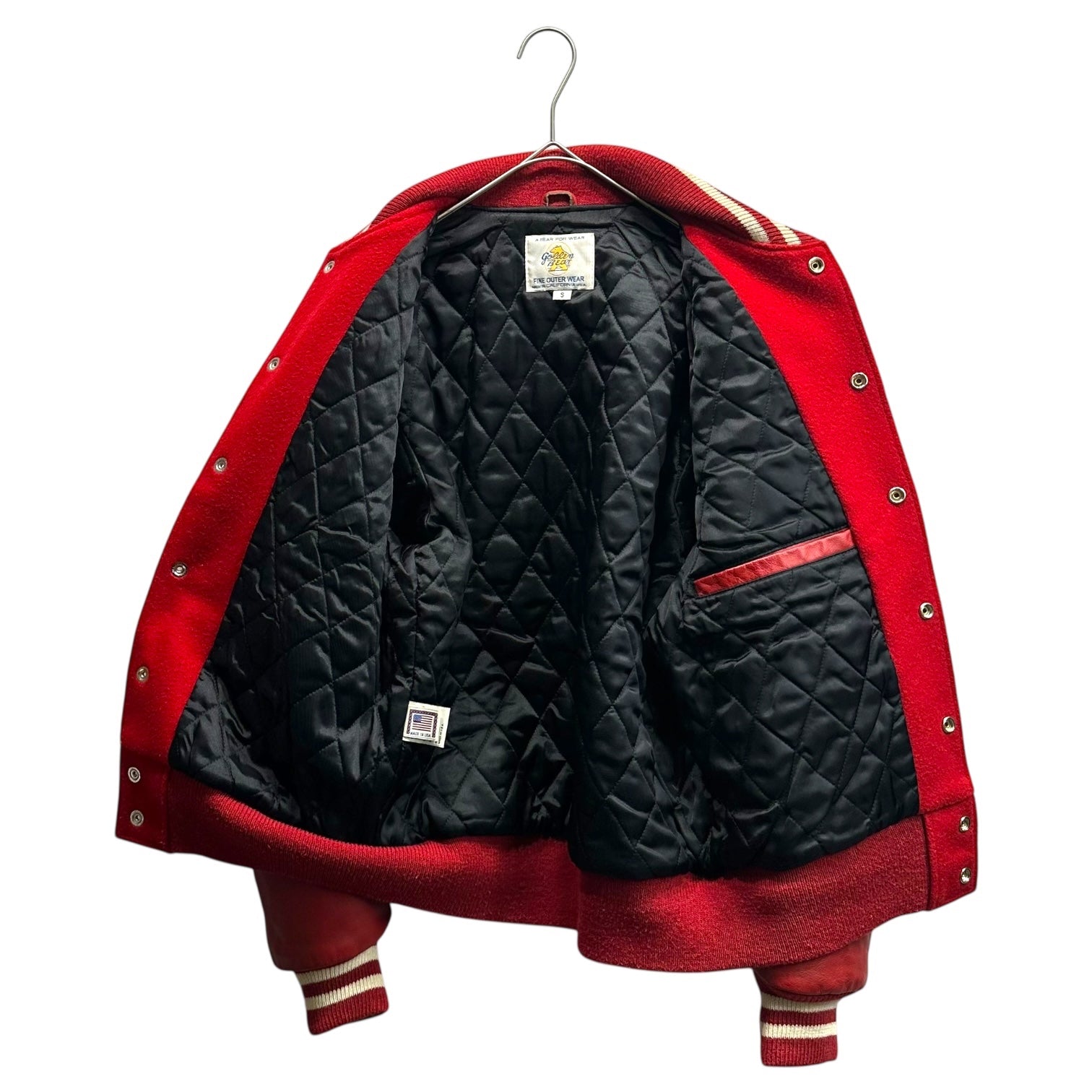 GOLDEN BEAR(ゴールデンベア) Ken & Bob Varsity Jacket ケン アンド ボブ ヴァーシティ ジャケット 袖レザー スタジャン S レッド 60年代ケンアンドボブ シグネチャーモデル