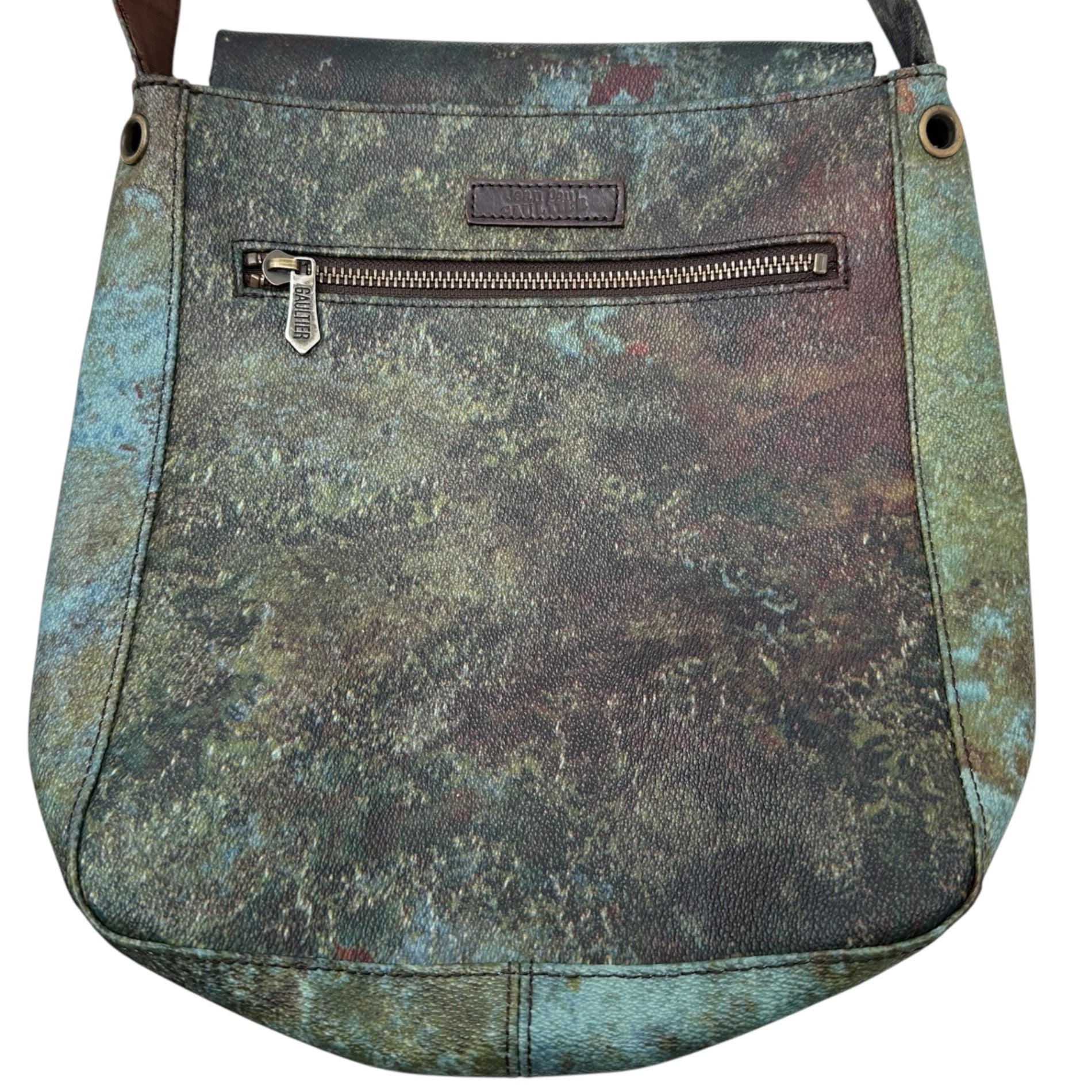 Jean Paul GAULTIER(ジャンポールゴルチエ) V Cyber Flap Shoulder Bag Vサイバー フラップ ショルダー バッグ ブルー×ブラウン
